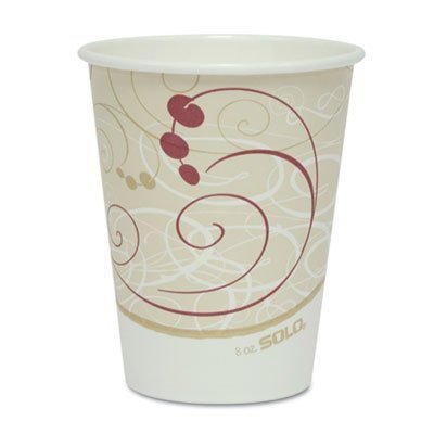 SOLO Cup Company 8 oz Beige Hot Cups - 50 Pack, Symphony Design, Disposable Coffee Cups for Hot Beverages - Perfect for Coffee, Tea, Hot Chocolate at Home, Office or Parties