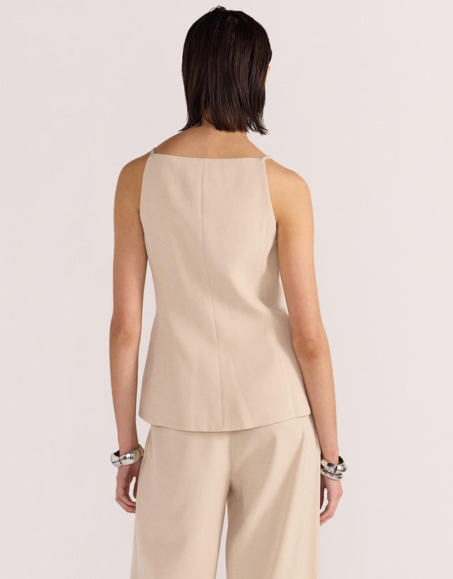 Hayden Beige Longline Vest Top for Women - Lightweight Summer Layering Piece for Casual Outfits & Beach Cover-Up