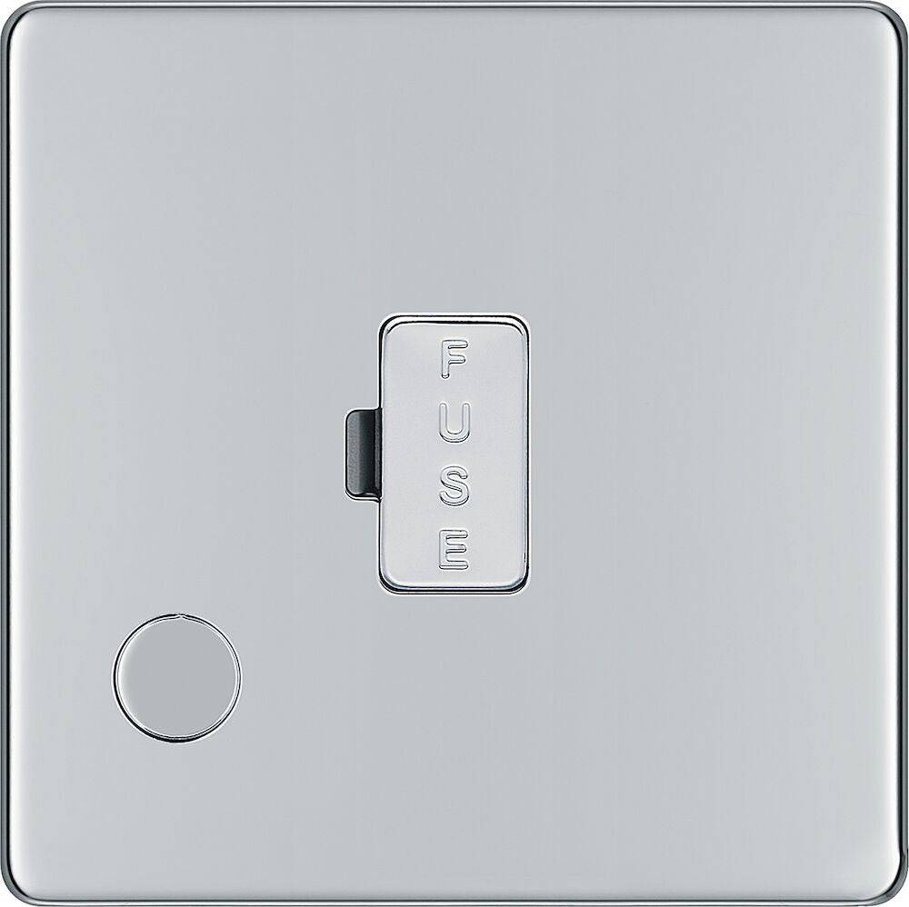 BG Nexus Screwless Polished Chrome 13A Unswitched Spur with Flex FPC55 - Premium Electrical Outlet for Home & Office Use - Ideal for Kitchen, Bathroom and Workshop Installations
