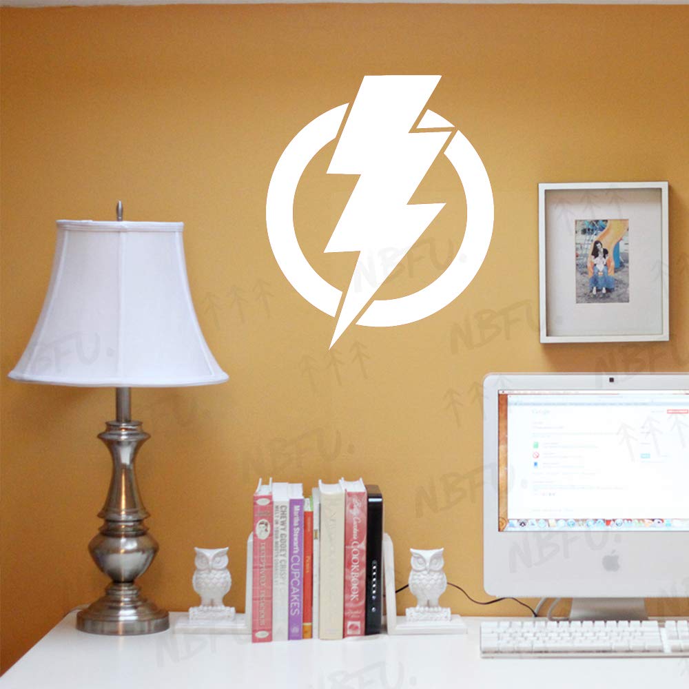 Premium Waterproof Vinyl Decal Stickers - Lightning Bolt Symbol (White, Set of 2) for Laptop, Phone, Helmet, Car Window, Bumper, Mug, Cup, Door & Wall Decoration - Perfect for DIY Projects, Gifts & Personalizing Your Belongings