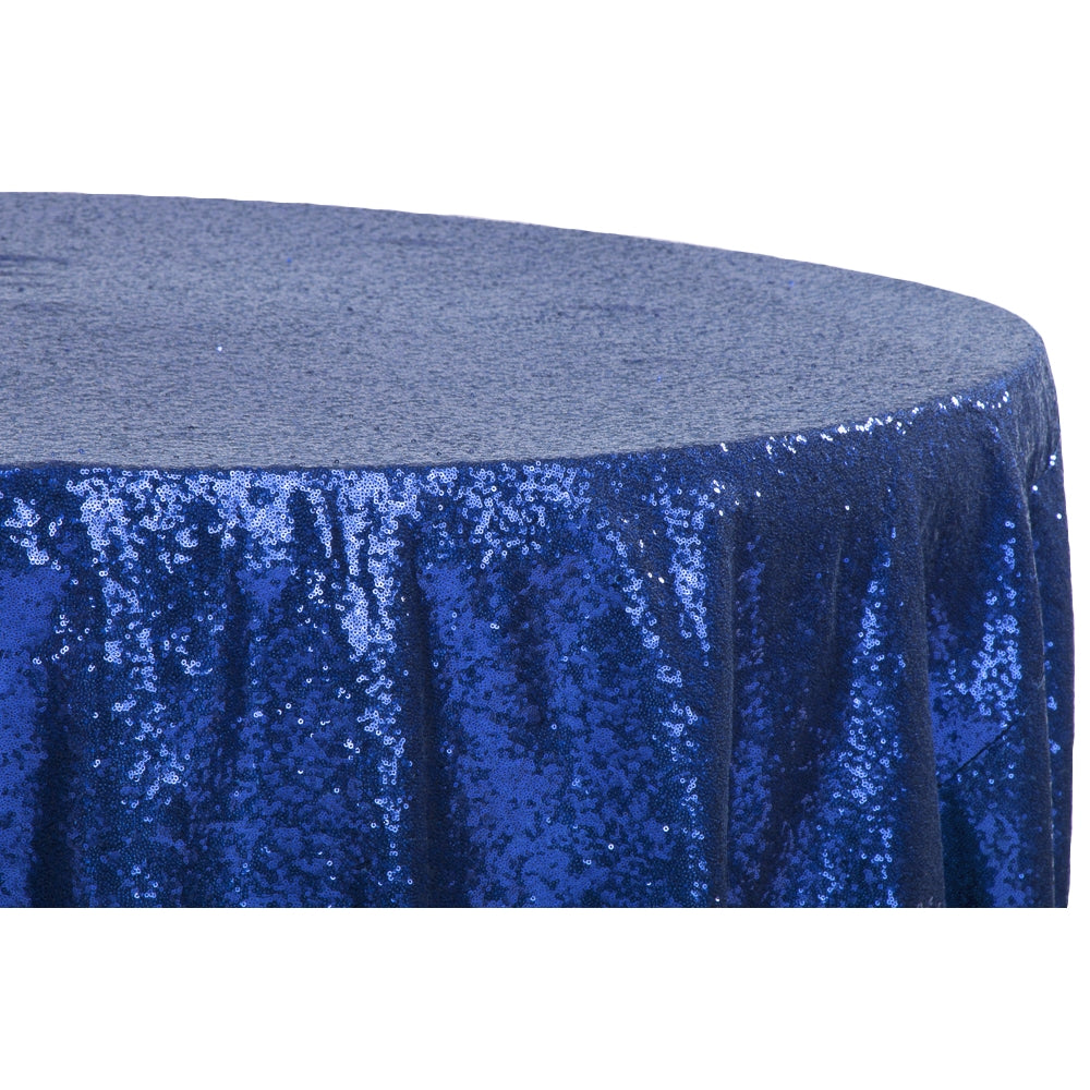 Glitz Sequins 120 Round Tablecloth - Royal Blue Elegant Party Decor for Weddings, Banquets & Special Events