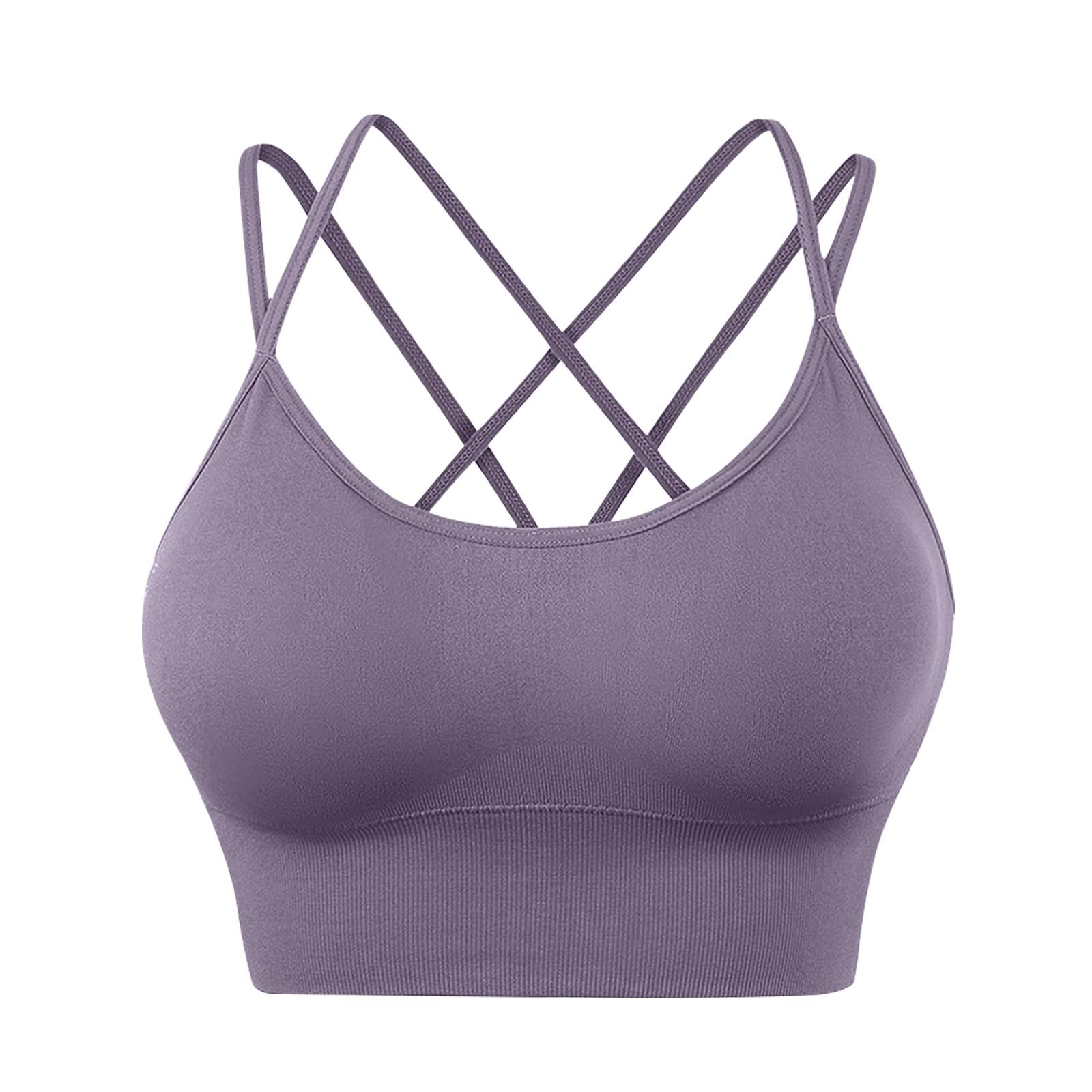 Women's Cross Back Sports Bra - Padded Strappy Cropped Yoga Bra for Workout & Fitness | Perfect for Yoga, Gym & Running