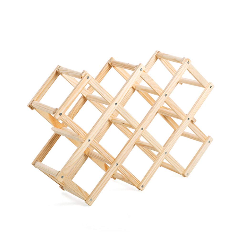 Solid Wood Foldable Wine Rack - Holds 10 Bottles - Countertop & Kitchen Bar Display Shelf - Perfect for Wine Storage, Home Decor & Gift Giving (Color: A)