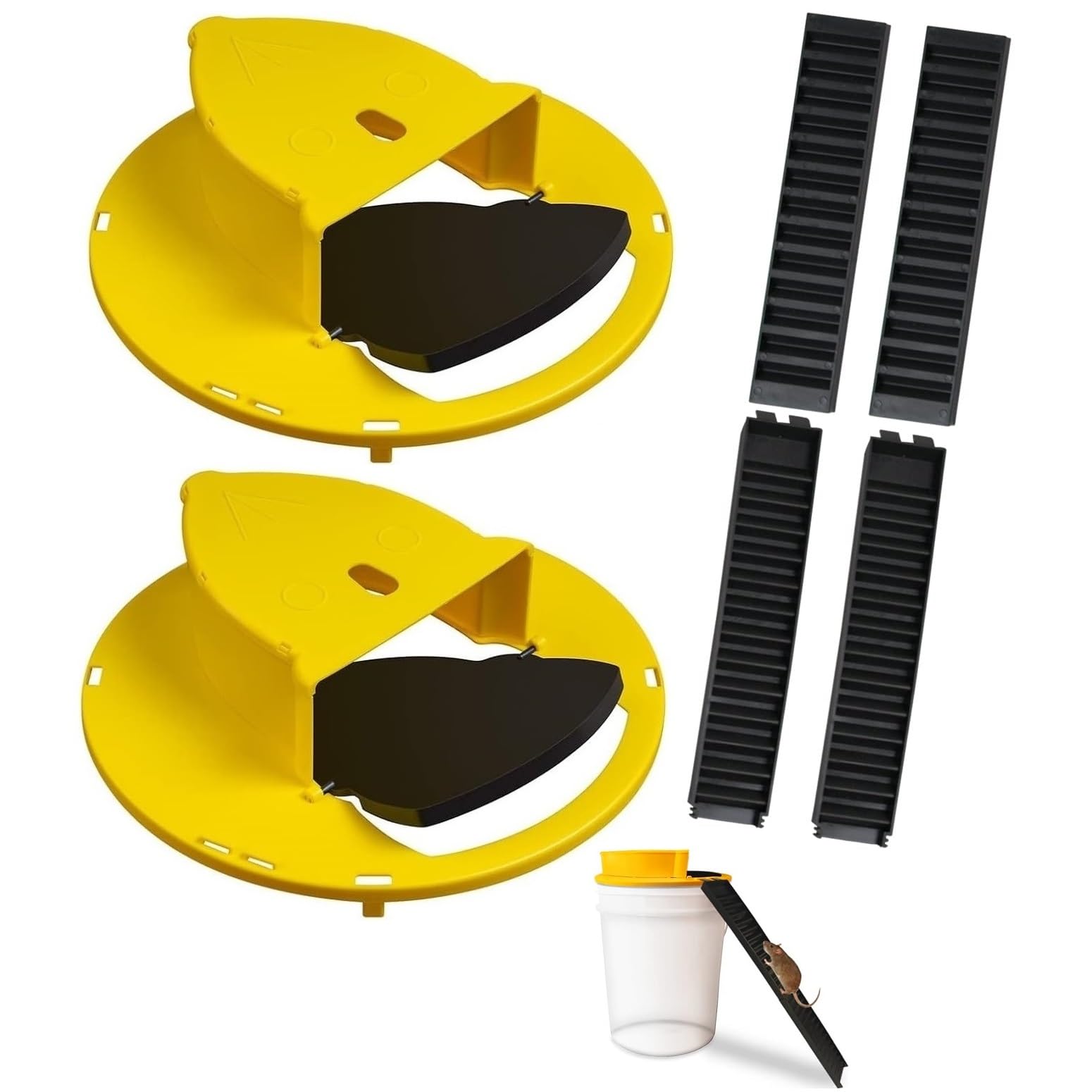 Auto Reset Humane Mouse & Rat Trap Bucket Lid - 5 Gallon Compatible for Indoor & Outdoor Use | Safe & Effective Rodent Control (2 Pack) | Perfect for Garages, Basements & Gardens