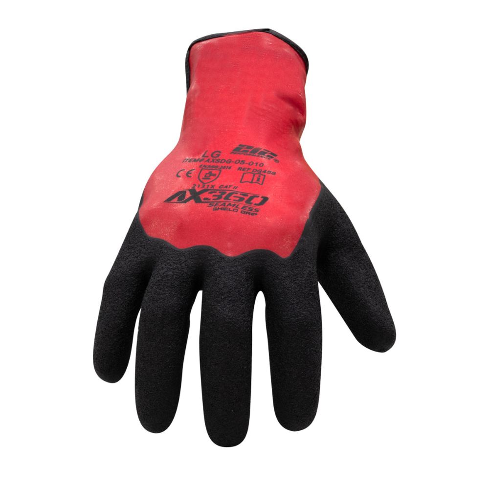 212 Performance AXSDG 05 008PR AX360 Shield Grip Latex Dipped Work Gloves - Small, Black/Red - Heavy Duty, Non-Slip Protection for Construction, Automotive & Industrial Use