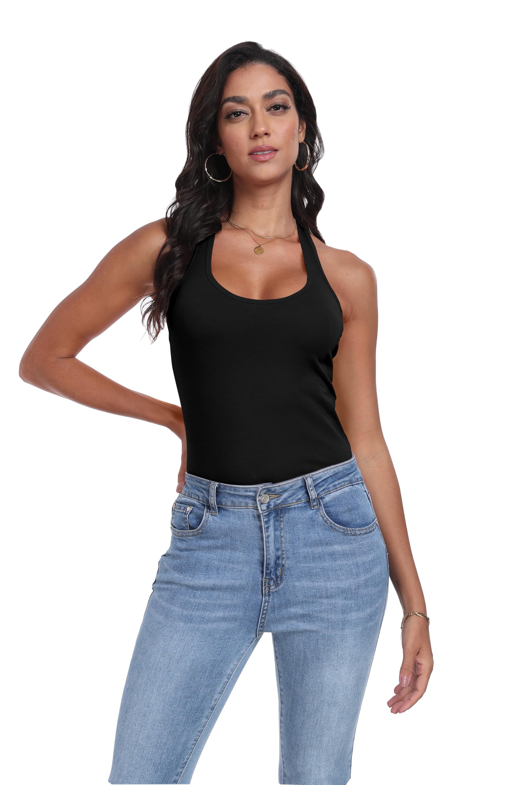 Women's Racerback Tank Tops - 3 Pack Cotton Long Camisoles for Gym, Workout, Yoga & Everyday Wear - Breathable Undershirts for Active Lifestyles