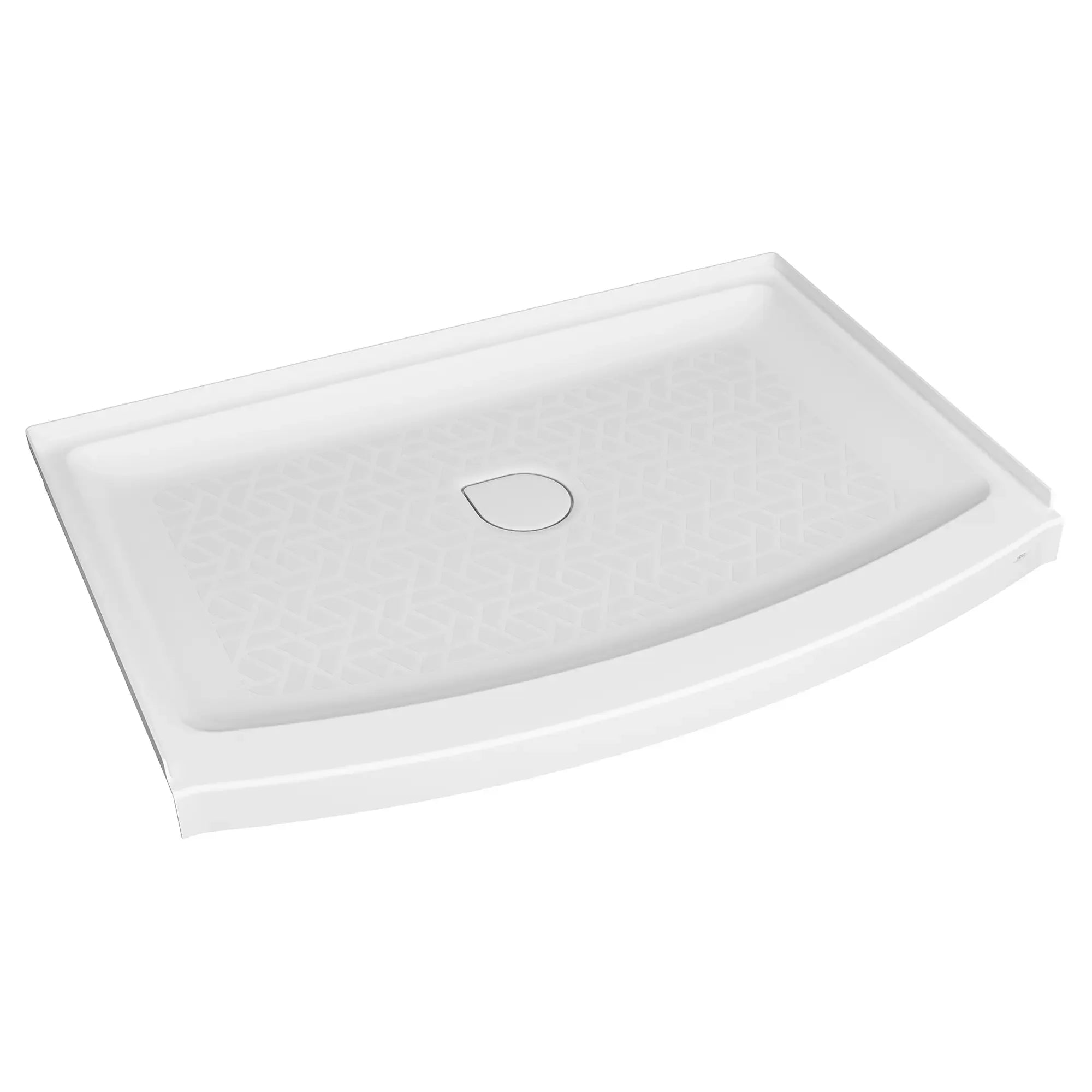 48x30 Inch White Curved Shower Base with Center Drain - Non-Slip Bathroom Floor Pan for Walk-In Showers - Perfect for Modern Home & Spa Renovations