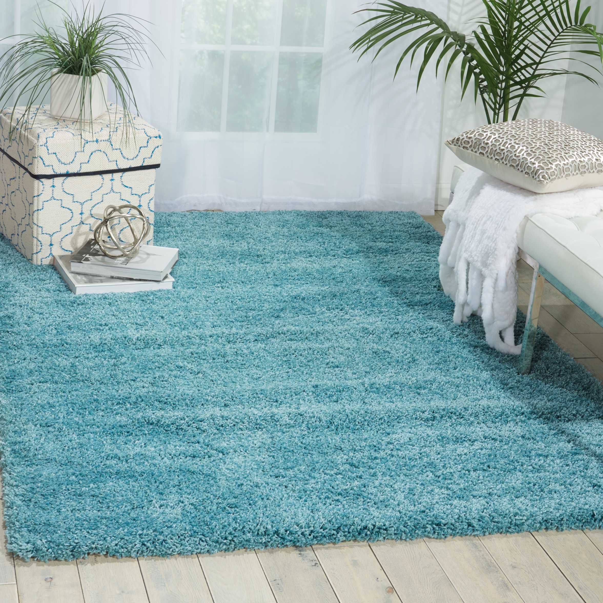 Nourison Amore Shag Aqua 3'11