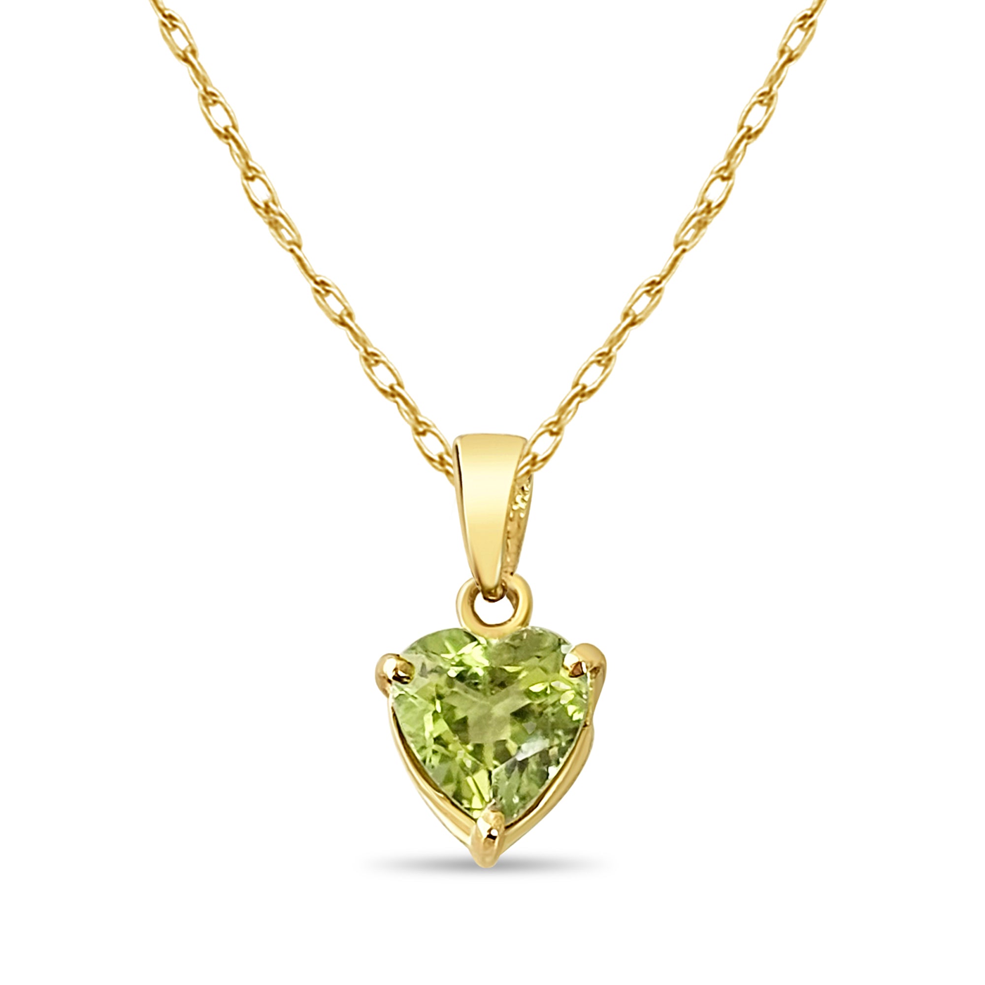 14K Yellow Gold Heart Shaped Peridot Necklace for Women - Elegant Birthstone Jewelry Gift for Valentine's Day, Anniversary & Special Occasions
