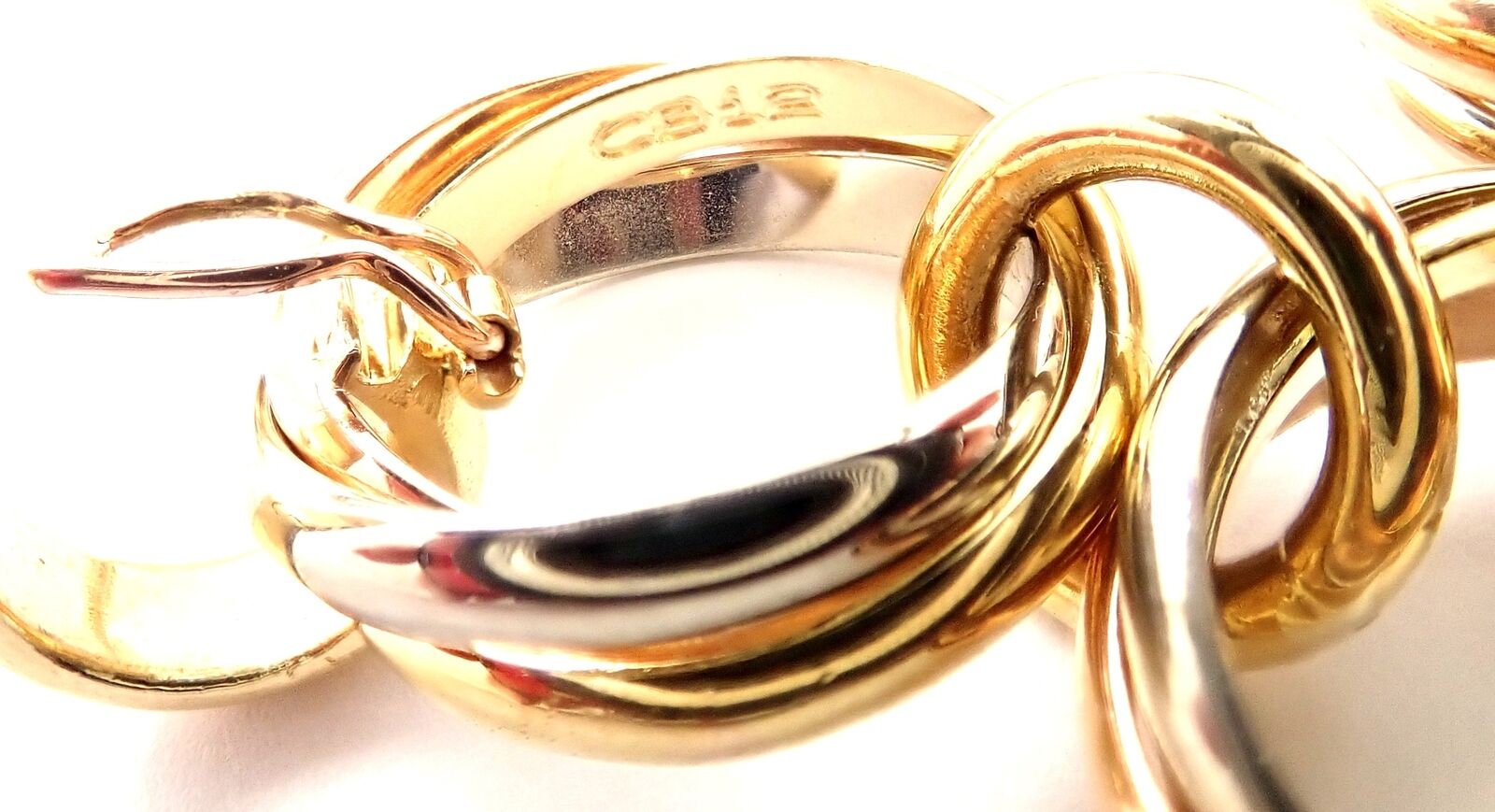 Authentic Cartier Trinity 18K Tri-Color Gold Round Wide Link Bracelet for Women - Luxury Jewelry Gift for Anniversary, Birthday & Special Occasions