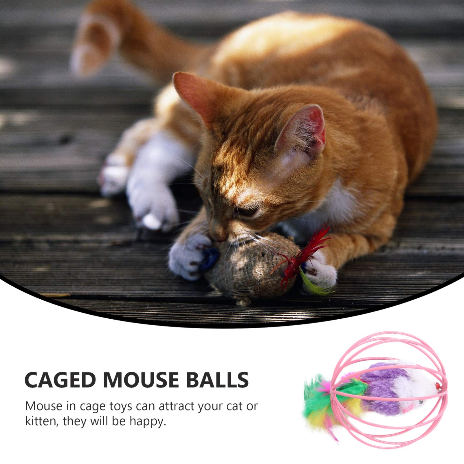 Balacoo 5-Piece Cat Toy Set - Interactive Cat Balls, Cage Mouse Toys & Teaser Balls for Indoor Cats - Fun Pet Supplies for Playtime, Exercise & Mental Stimulation (Includes 6cm Iron Plush Mouse & Scrump Plush Toy)