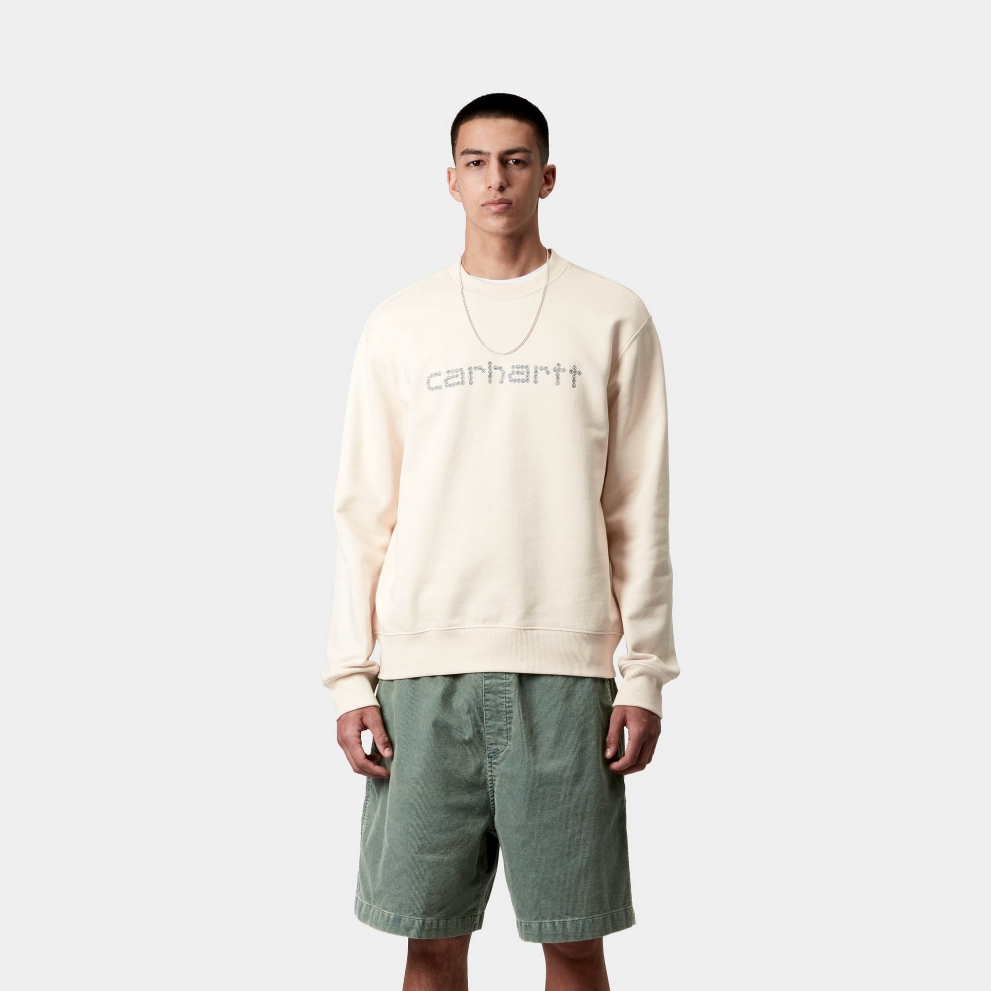 Rivet Script Sweatshirt in Natural Color | Cozy Pullover Hoodie for Women | Perfect for Casual Wear, Lounge & Street Style Fashion