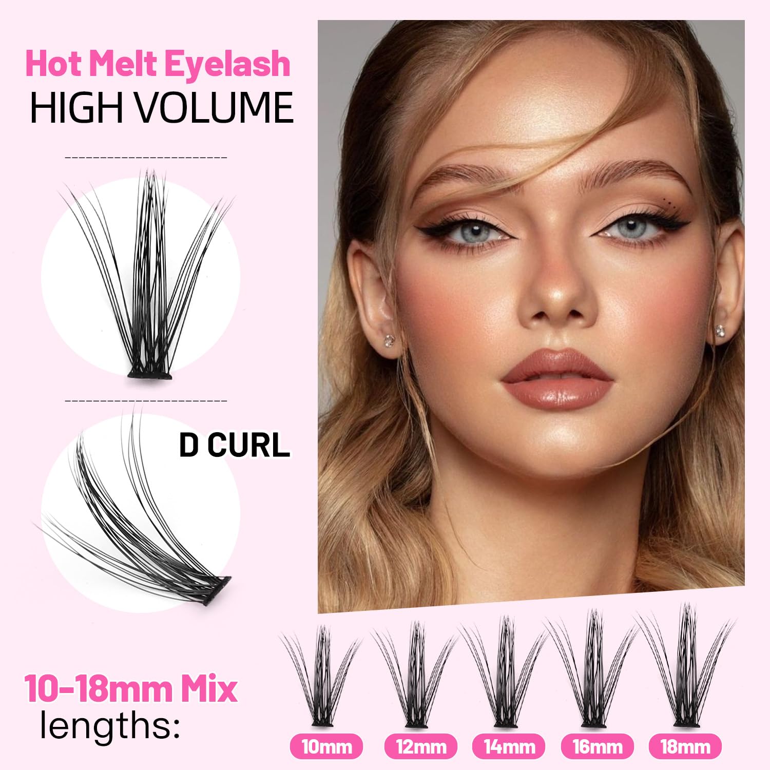 Bodermincer 30D D Curl 200pcs Mixed Length Eyelash Extensions (10-12-14-16mm & 14-16-18mm) - Natural Individual Cluster Lashes for Volume & Length - Perfect for Bridal, Party & Everyday Makeup Looks
