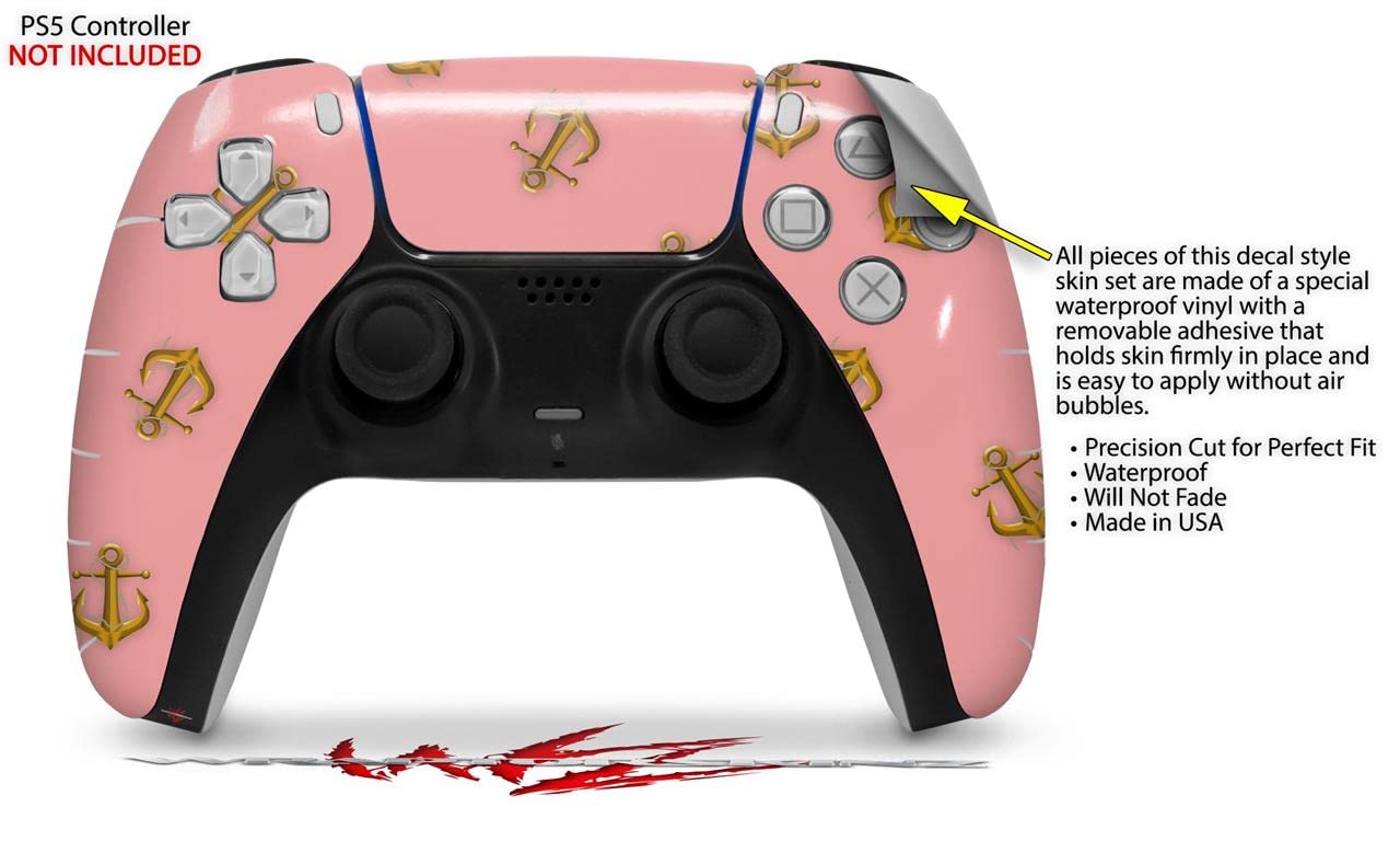 Sony PS5 DualSense Skin Wrap - Anchors Away Pink for Gaming & Protection