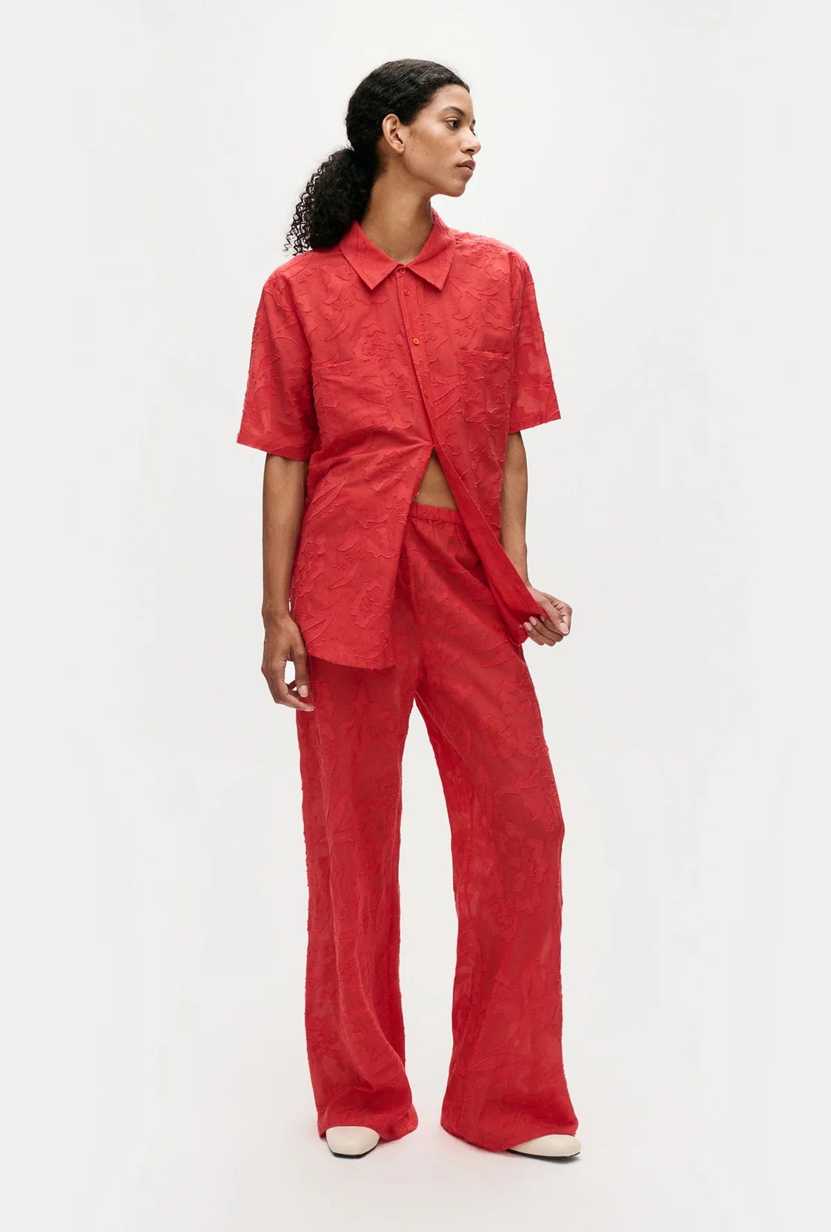 Geranium Silk Bias Cut Clip Pants - Elegant & Comfortable Women's Fashion for Work, Parties & Special Occasions