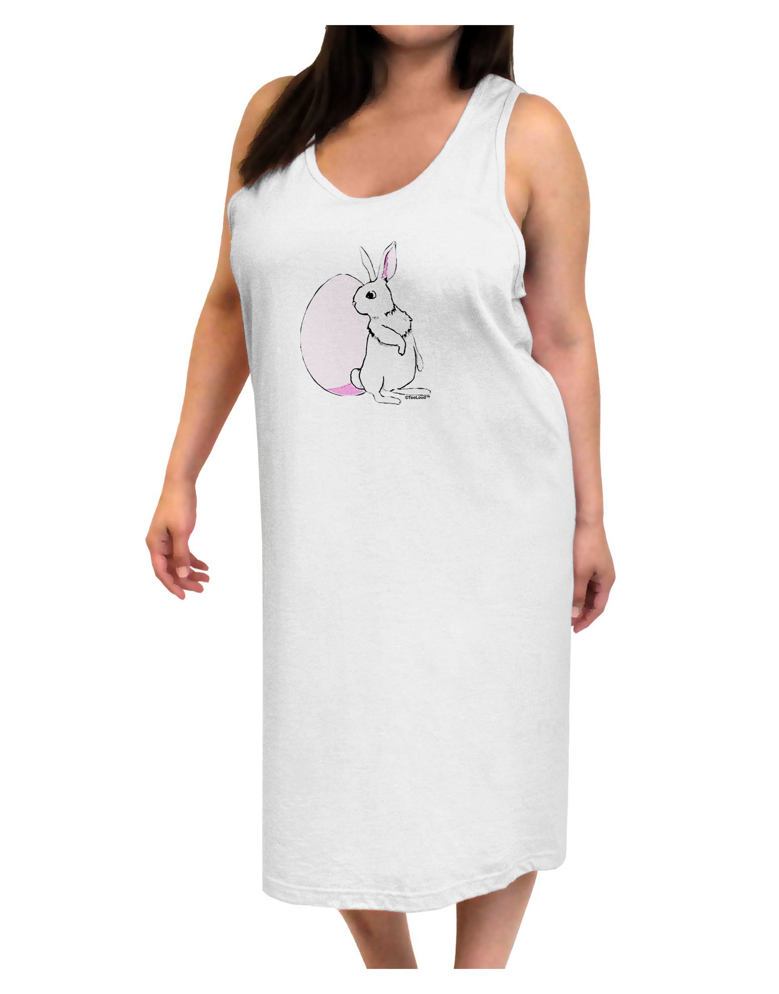 Easter Bunny & Egg Print Women's Tank Top Dress - Sleeveless Nightshirt for Women - Perfect for Easter Parties, Spring Outfits & Casual Wear