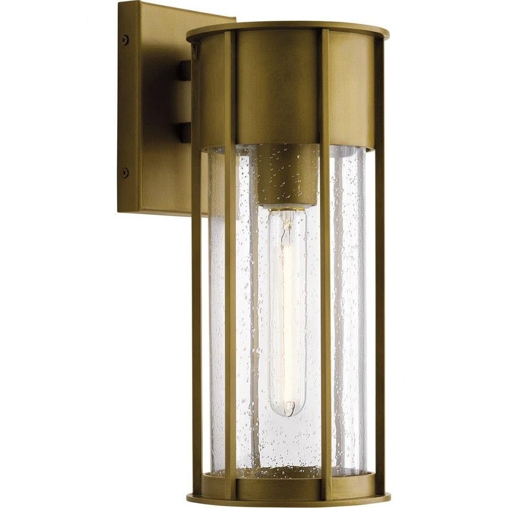 Kichler Camillo 15 Inch Single Light Wall Sconce with Clear Seeded Glass Shade in Natural Brass Finish - Perfect for Bedroom, Hallway, and Entryway Lighting