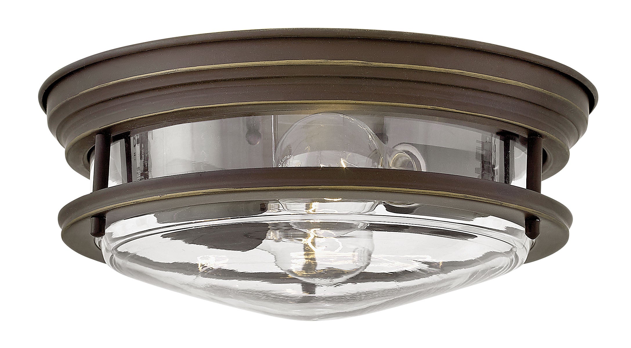 12W Hadley 2-Light Flush Mount Ceiling Light Fixture in Oil Rubbed Bronze with Clear Glass - Perfect for Bedroom, Hallway, and Entryway Lighting