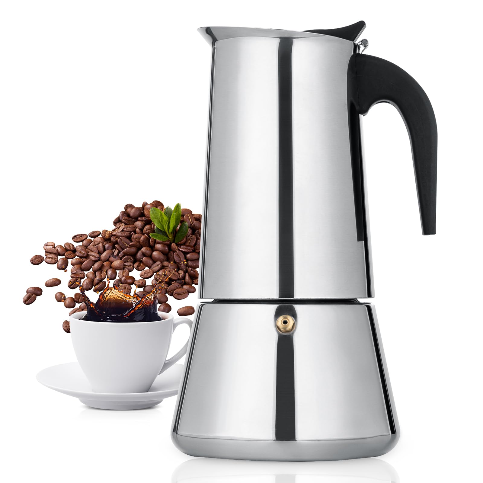 12 Cup Stovetop Espresso Maker - Italian Moka Pot Coffee Percolator, 600ml/20oz Stainless Steel Espresso Machine for Induction Cooktops & Gas Stoves - Perfect for Home Brewing & Cafe Style Coffee