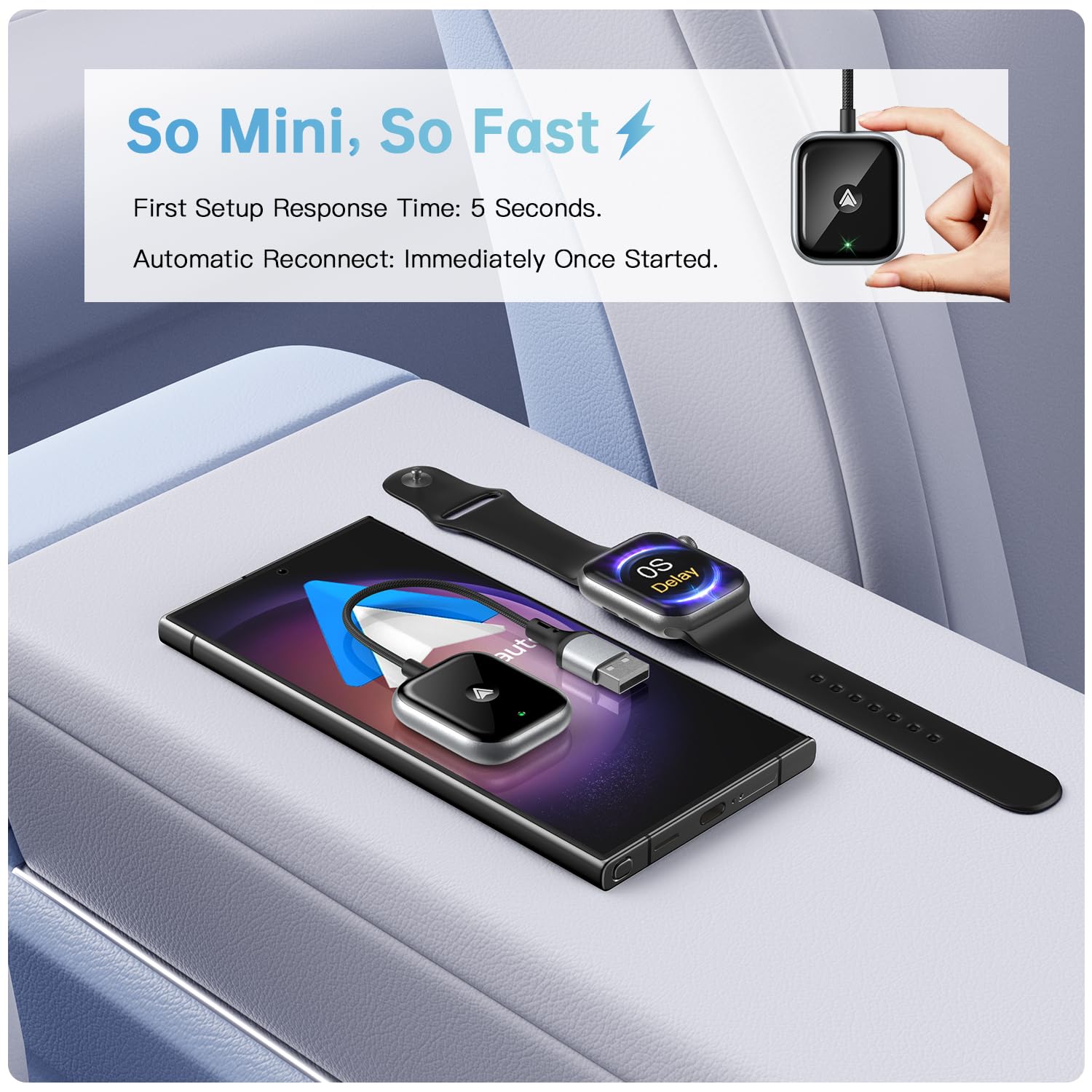 Wireless Android Auto Adapter - Plug & Play for Cars, Fast & Seamless Connection - Perfect for Commuting & Road Trips