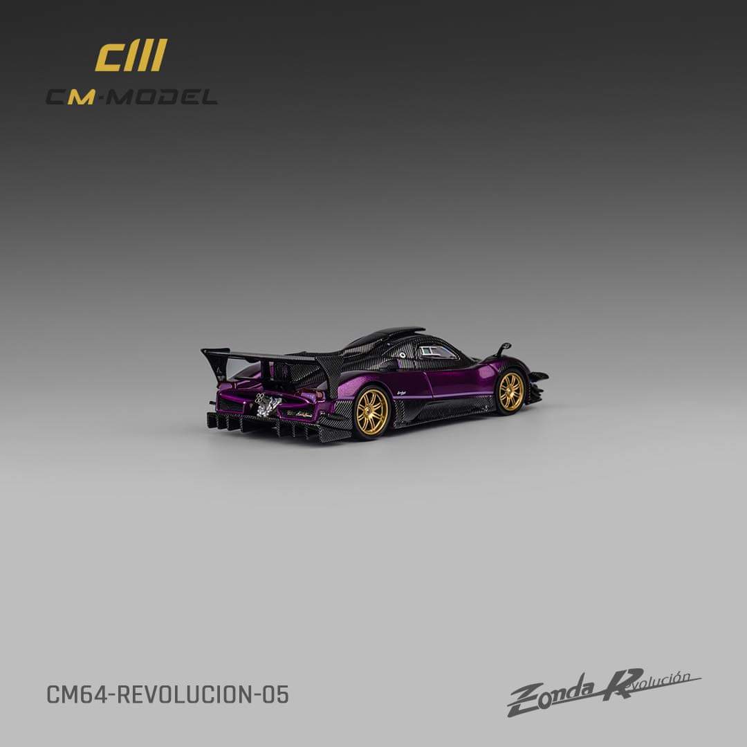 1:64 Scale CM Model Pagani Zonda Revolucion Diecast Car - Purple Collectible Sports Car for Display, Gifts & Racing Enthusiasts