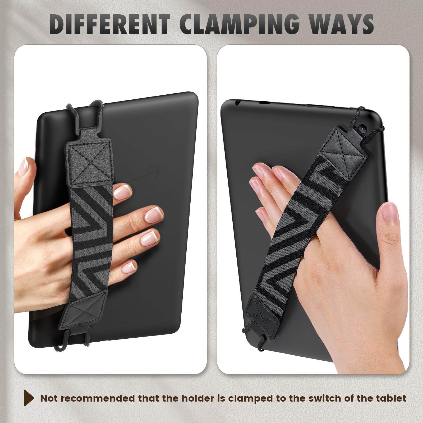 MoKo Security Hand-Strap for 9-11 Inch Tablets - Compatible with iPad Pro/Air, Kindle Fire HD, Samsung Galaxy Tabs | High-Elasticity Finger Grip Holder (2-Pack, Black) - Perfect for Gaming, Reading, and On-the-Go Use