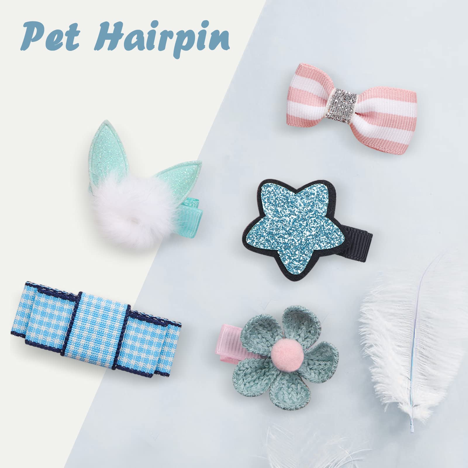 5-Piece Small Dog Cat Hair Clips Set - Cute Bow & Flower Crown Hairpins for Puppies, Girls Birthday Party & Grooming Accessories (Blue) | Perfect for Pet Fashion Shows, Photo Shoots & Daily Styling