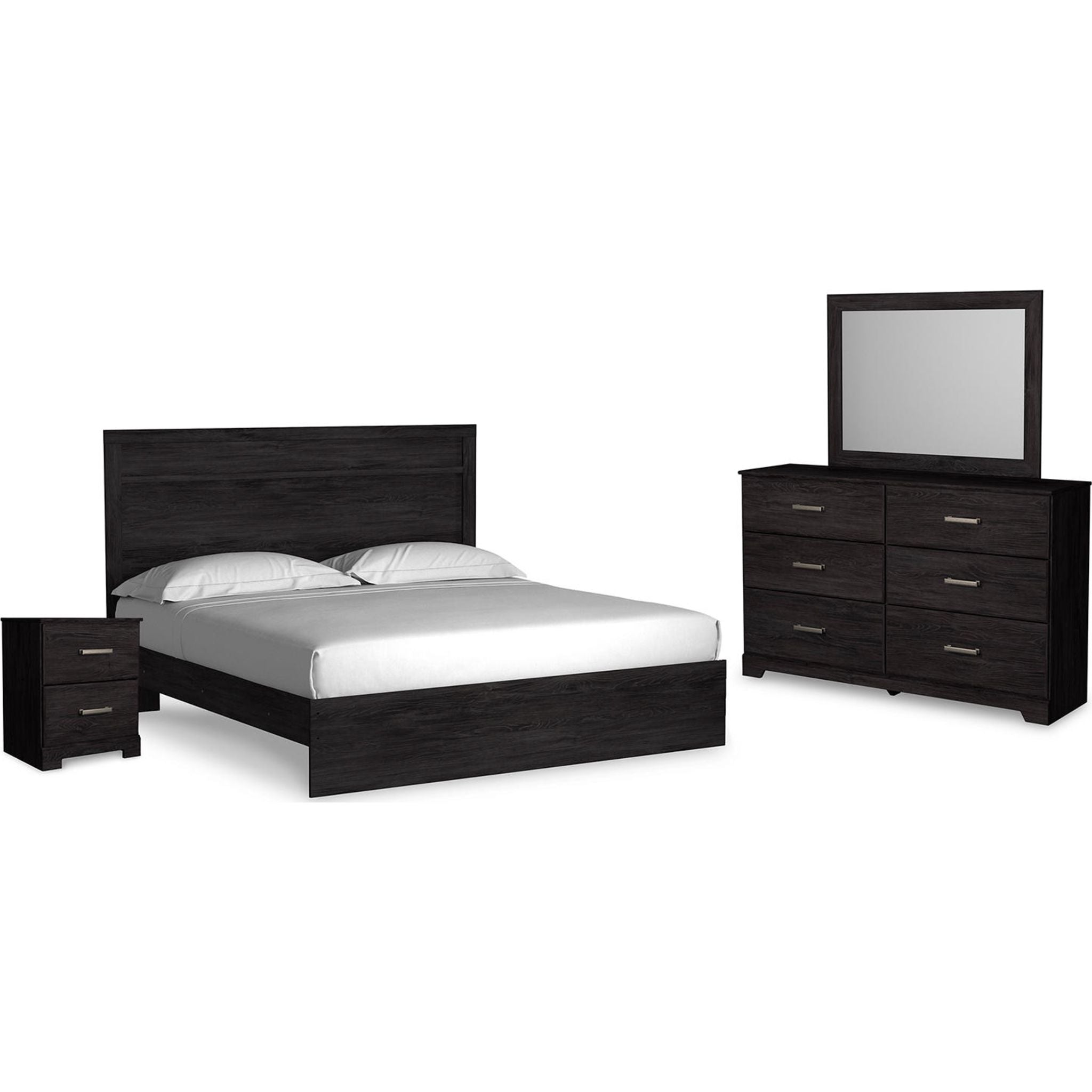 Belachime Queen Size Panel Bed Frame - Modern Wooden Platform Bed with Upholstered Headboard for Bedroom, Home Decor, and Guest Room