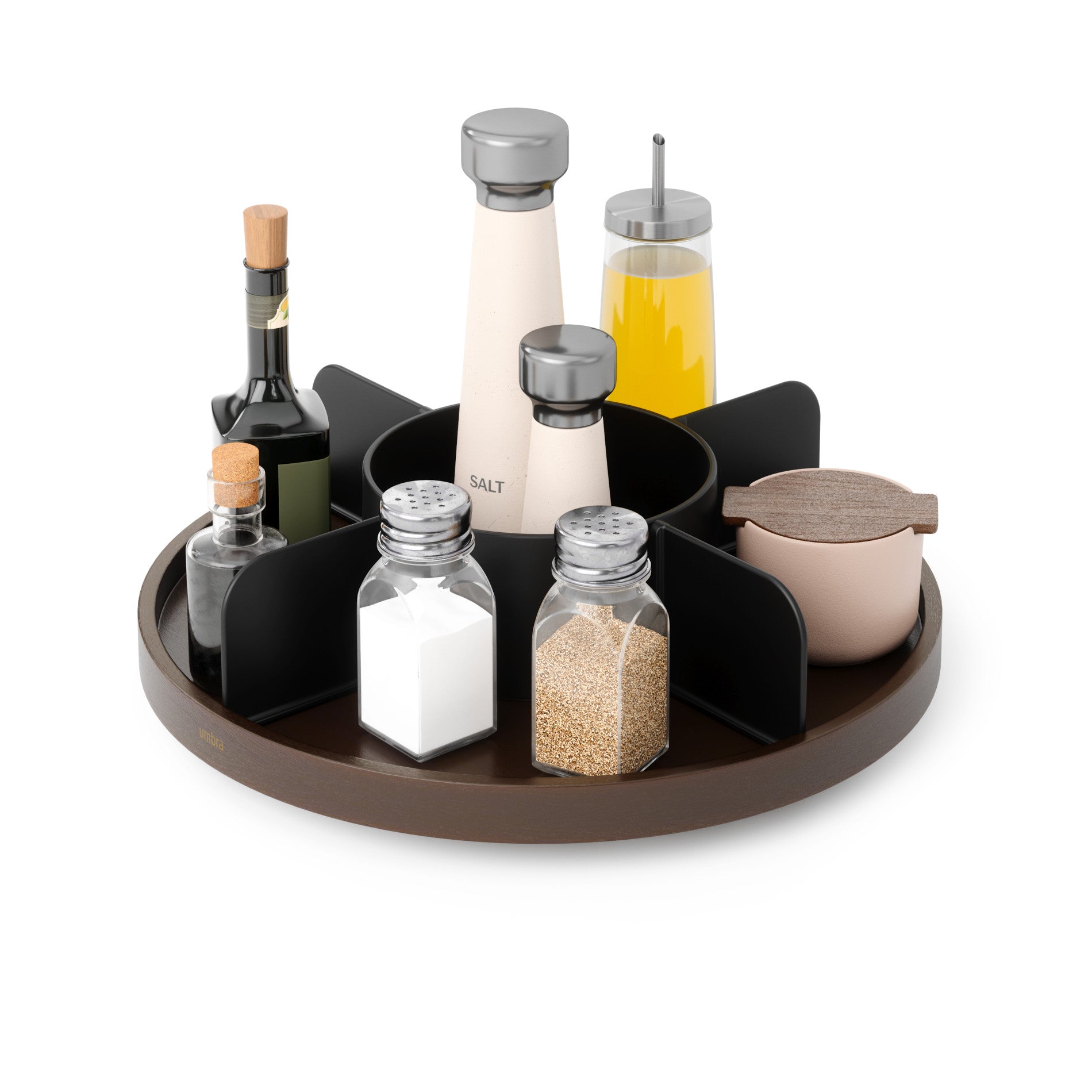 Bellwood Lazy Susan Turntable - 12 Inch Rotating Serving Tray for Kitchen, Dining Table, Spice Organization - Smooth 360° Rotation for Easy Access to Condiments, Spices & Decor (Wooden, Rustic Style)