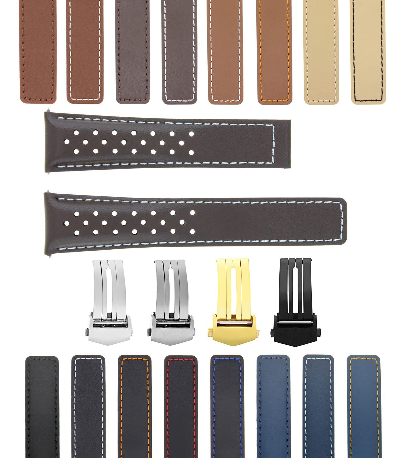 PERFORATED 19-22MM Genuine Leather Watch Band Strap - Compatible with TAG Heuer Carrera Calibre - Replacement Watch Strap for Men, Sports & Casual Wear