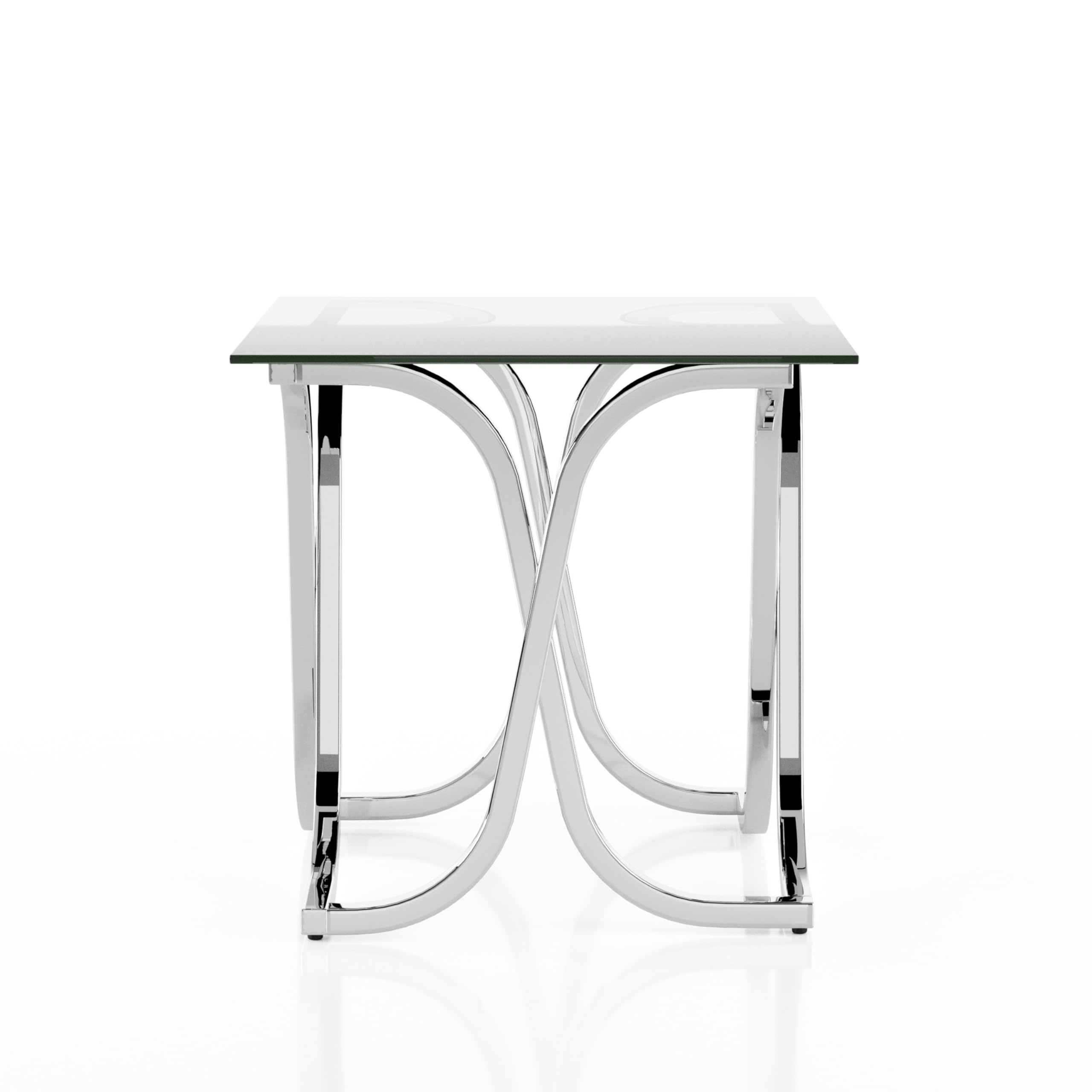Furniture of America Modern Chrome End Table - Small Side Table for Living Room, Bedroom, or Office - Perfect for Holding Lamps, Drinks & Decor