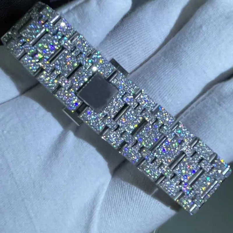 Luxury Iced Out Watch with VVS Moissanite & Stainless Steel - Diamond-Like Shine for Men's Fashion & Formal Events