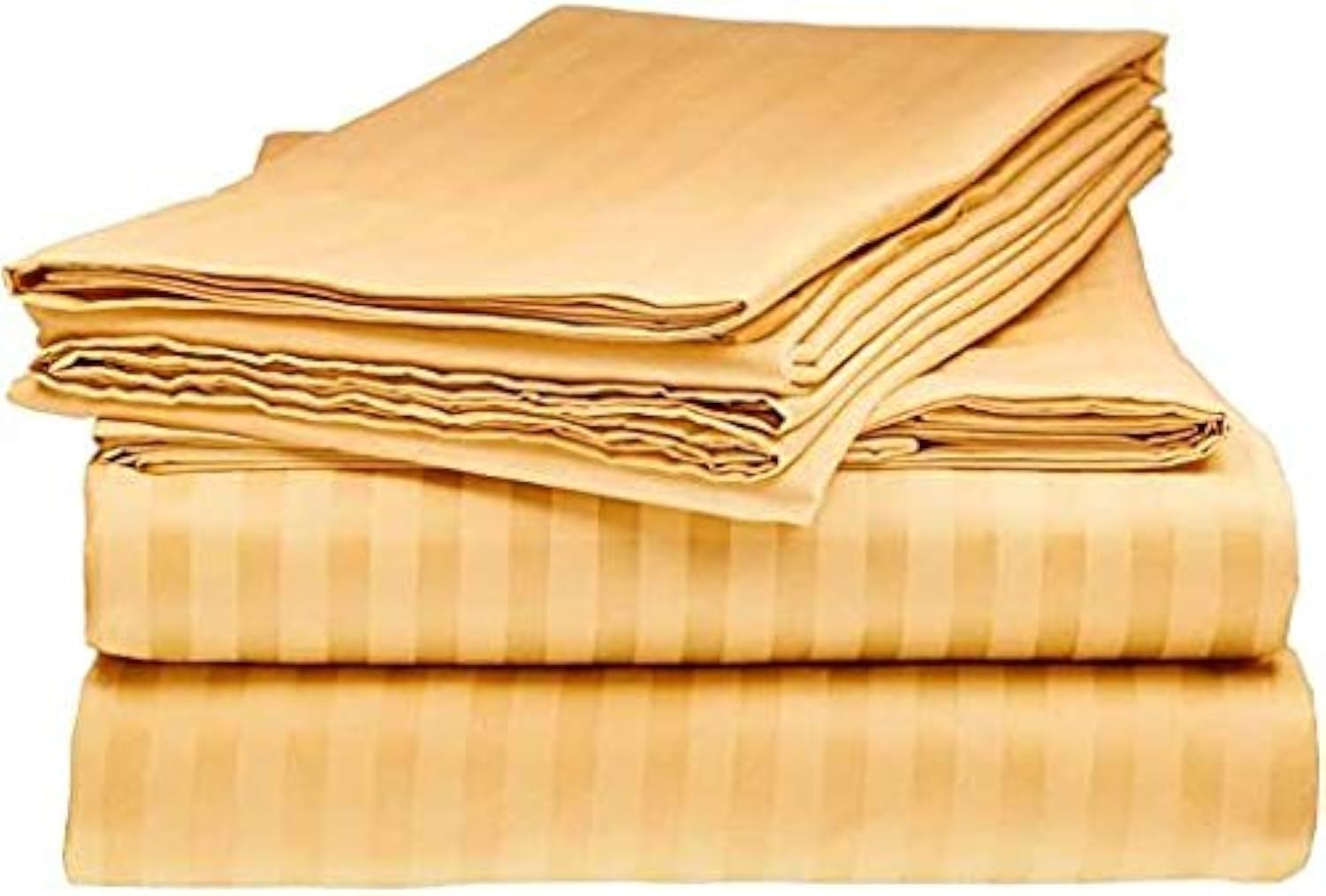 Premium 100% Cotton 400 Thread Count Queen Sleeper Sofa Bed Sheet Set - Gold Stripe Design - 4-Piece Set for 6