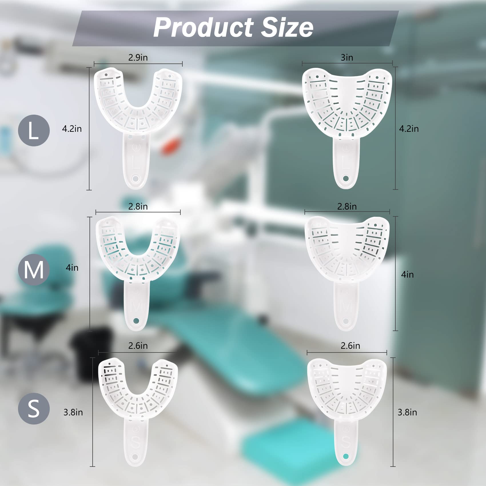 **Annhua 3 Sizes Disposable Dental Impression Trays for Adults & Kids – 6-Pack Perforated Upper & Lower Teeth Molds (White) – Perfect for Dentists, Orthodontics & Dental Labs**