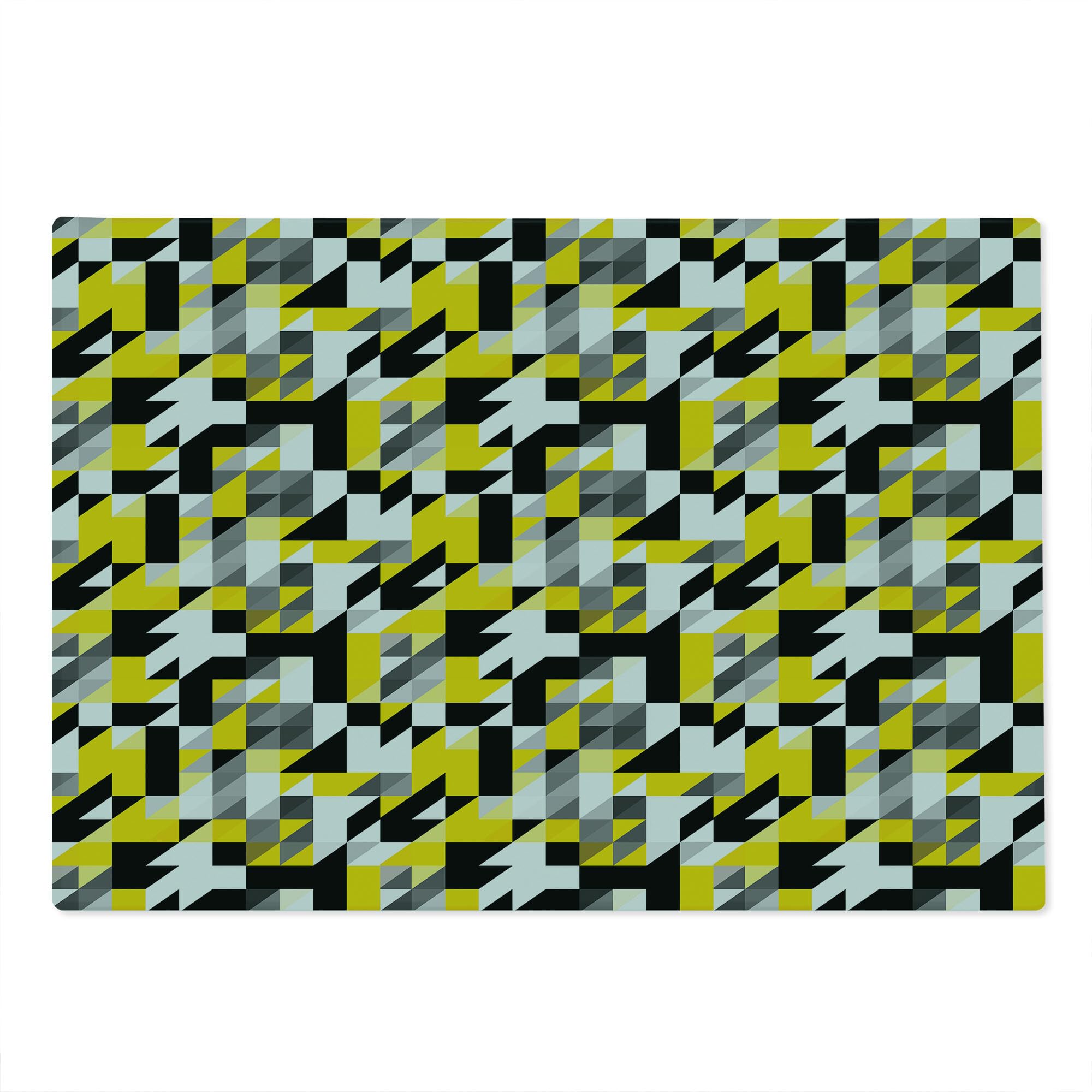 Ambesonne Geometric Glass Cutting Board - Yellow & White for Kitchen & Serving