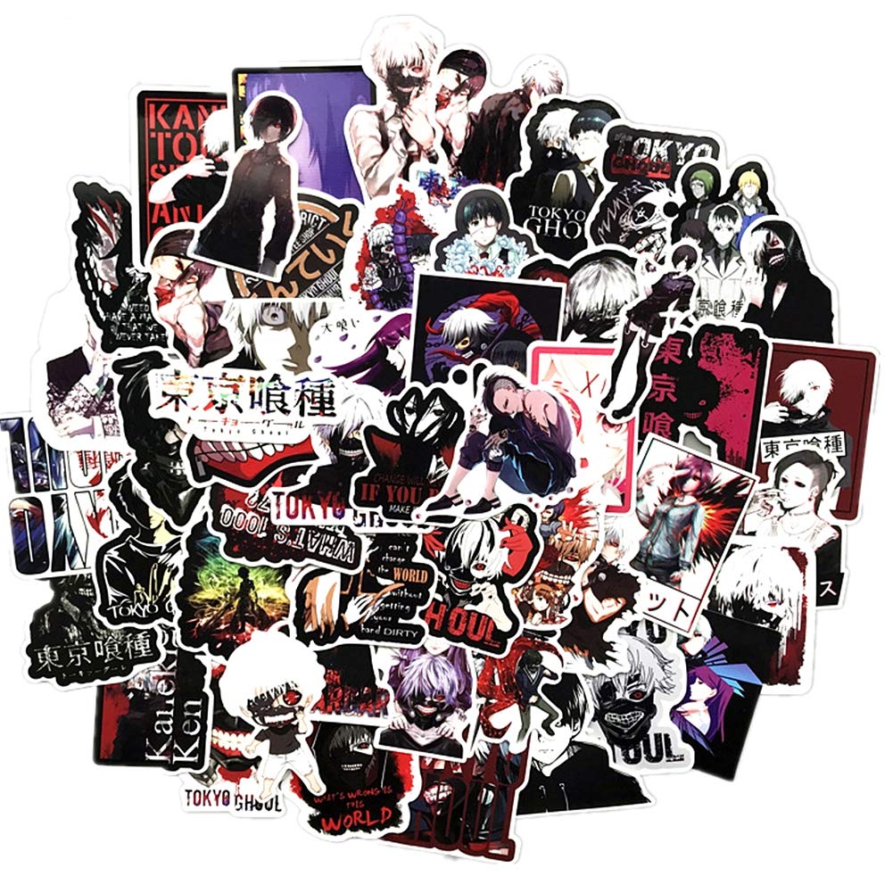 Tokyo Ghoul Anime Stickers Pack of 50 - Waterproof Vinyl Decals for Laptops, Hydro Flasks, Water Bottles & Luggage - Perfect for Anime Fans, Cosplay & Kawaii Aesthetic