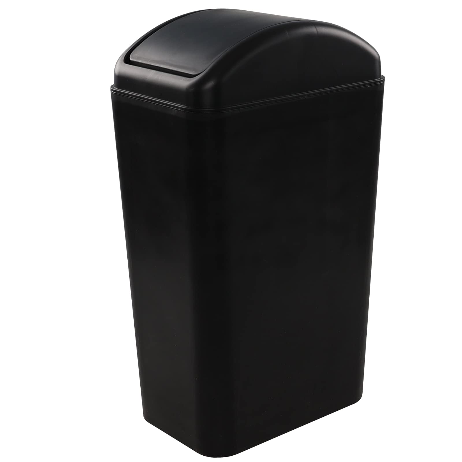 Farmoon Slim Trash Can 14L - Black Swing Lid Kitchen Garbage Bin for Small Spaces, Under Sink, Bathroom & Office Waste Disposal