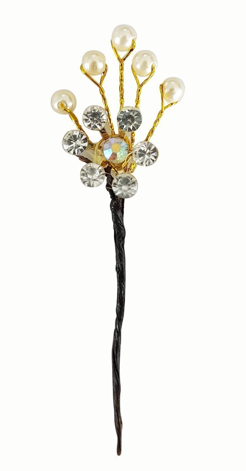 Inaaya Hair Pins for Bun Decorations - 12pcs Medium Golden Hair Accessories (15g) | Perfect for Weddings, Prom, and Everyday Styling