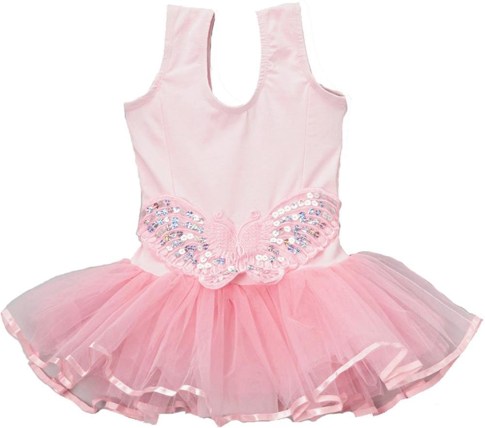 Girl's Pink Sequin Butterfly Skirted Leotard - Ballet Dance Costume for Toddlers & Kids - Perfect for Recitals, Performances & Dress Up Play