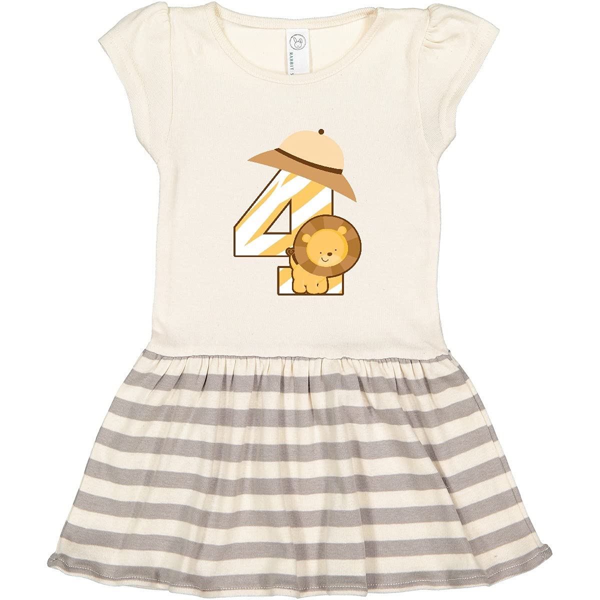 Inktastic 4th Birthday Jungle Safari Lion Toddler Dress for Girls - Cute 4 Year Old Outfit for Birthday Party, Photo Shoot & Special Occasions