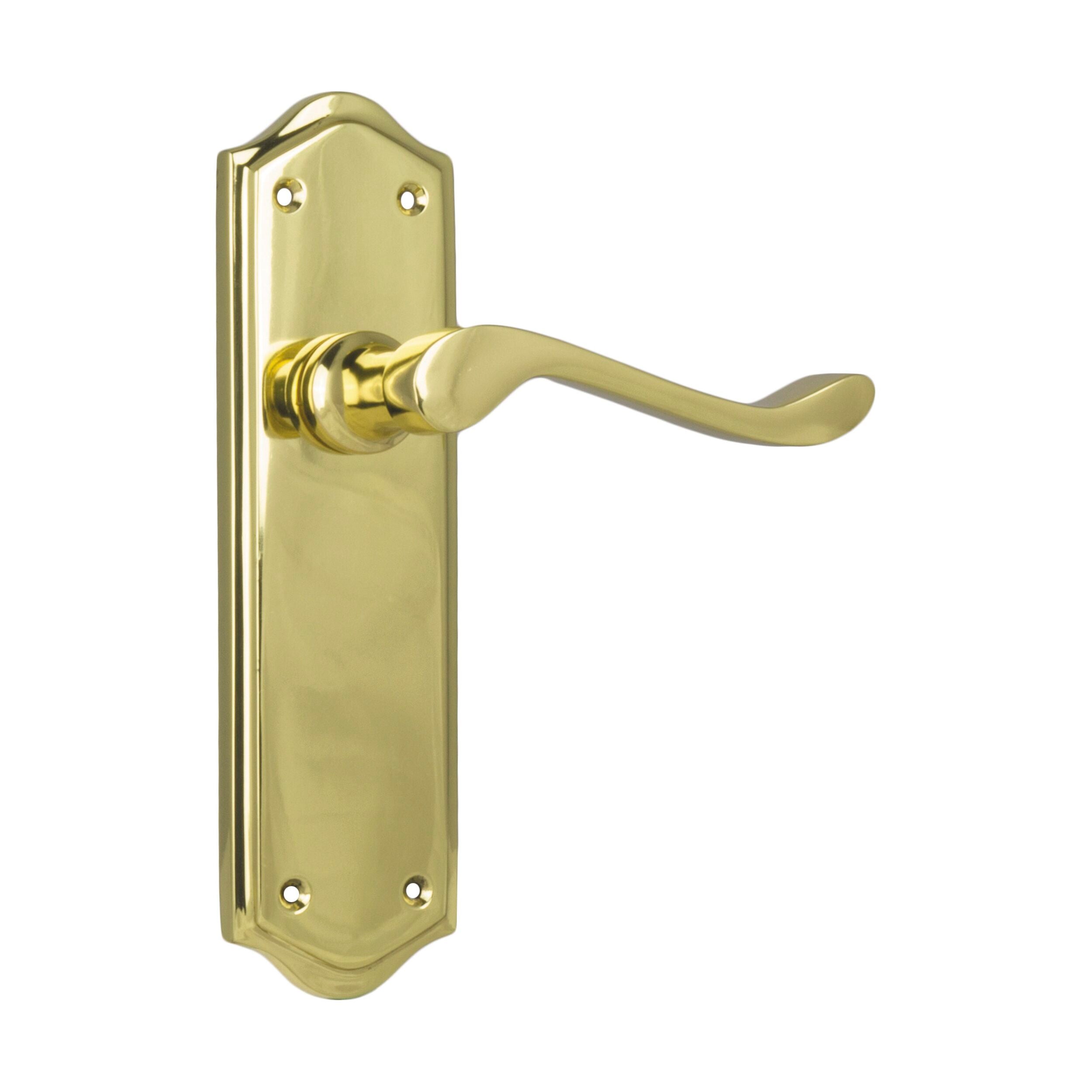 1074 Door Lever Henley Latch Pair in Polished Brass - H180xW50xP58mm - Perfect for Interior Doors, Bedrooms, and Office Spaces