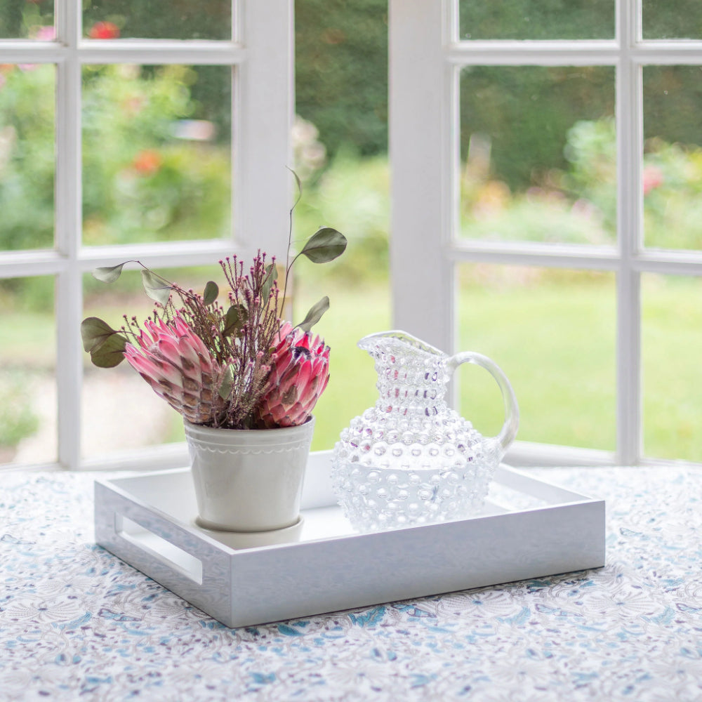 Addison Ross White Medium Lacquered Serving Tray - Elegant Serving Tray for Dining, Entertaining & Home Decor - Perfect for Breakfast in Bed, Tea Parties & Displaying Decor