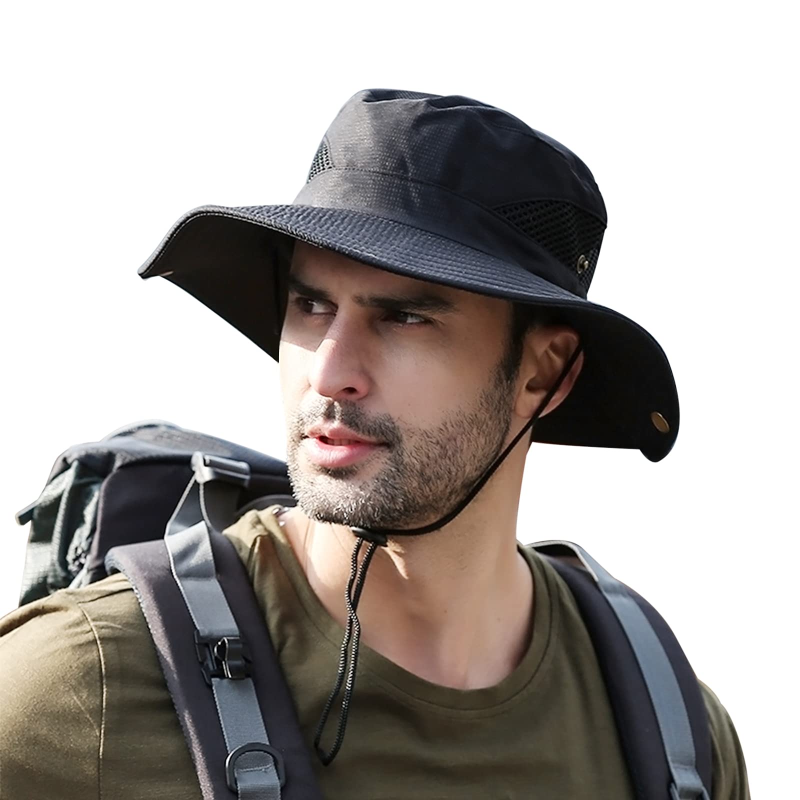 DORRISO Men's Wide Brim Sun Hat with UPF 50+ UV Protection - Lightweight Summer Beach Hat, Cowboy Style Fishing Hat for Outdoor Activities, Hiking, Gardening, and Travel