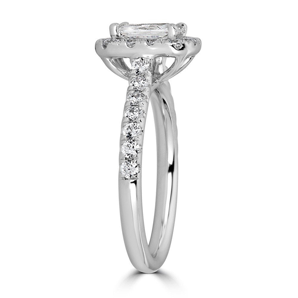 14KT Gold 1.5 CTW Diamond and Emerald Halo Ring for Women – Elegant Engagement, Wedding, or Anniversary Jewelry Gift