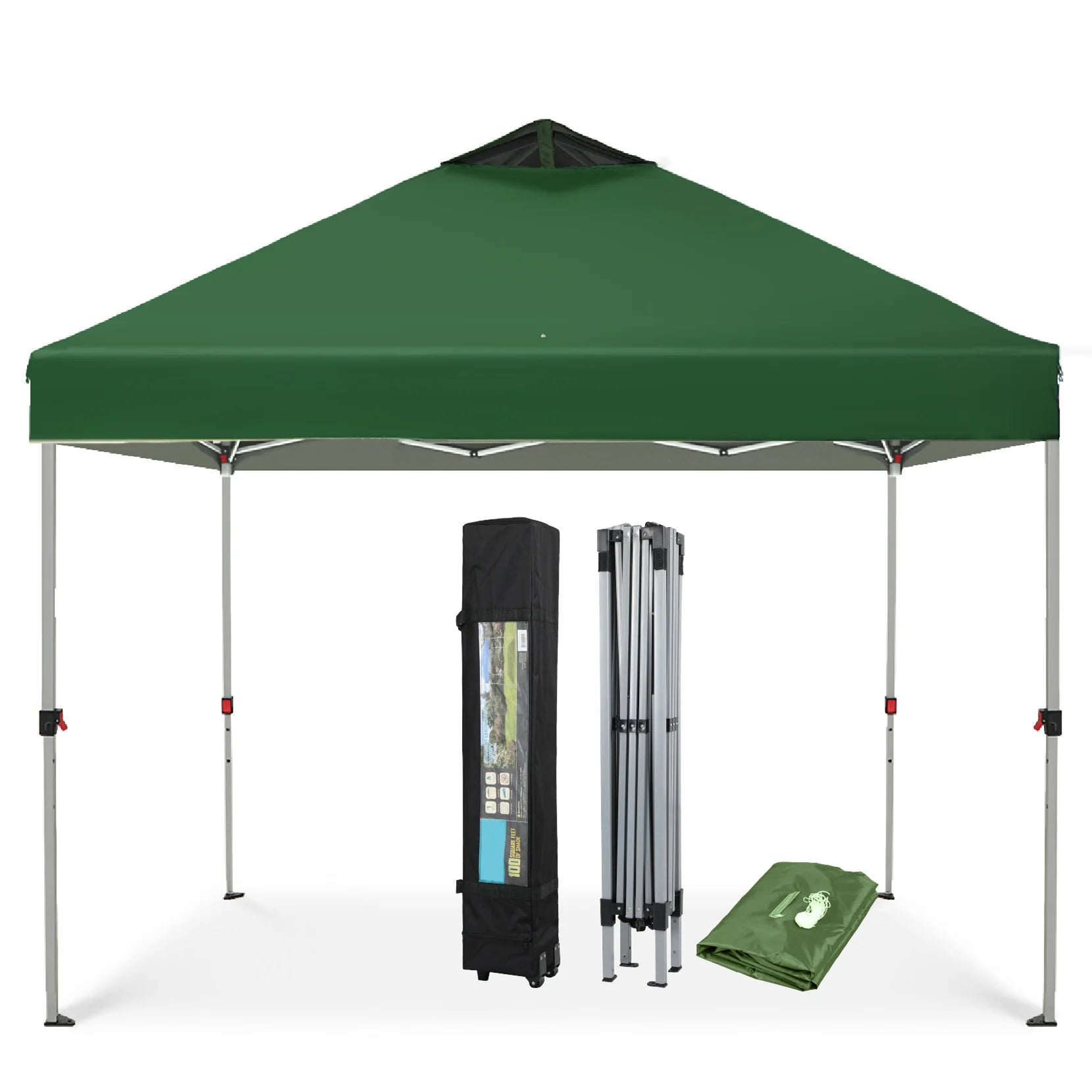 PHI VILLA 10'x10' Pop Up Canopy Tent - 3 Adjustable Heights, Portable Instant Shelter with Carry Bag - Perfect for Outdoor Events, Camping, Picnics, and Beach Parties