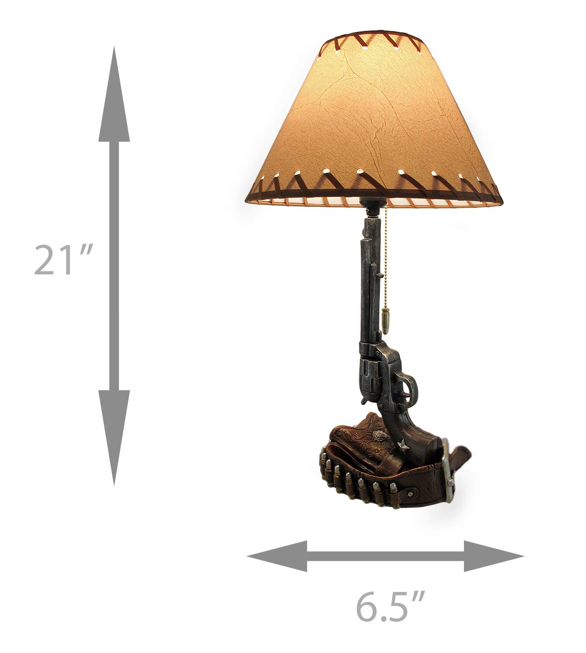 Zeckos Old West Six Shooter Revolver & Holster Table Lamp Set of 2 - Western Themed Home Decor for Living Room, Bedroom, or Cowboy Bar