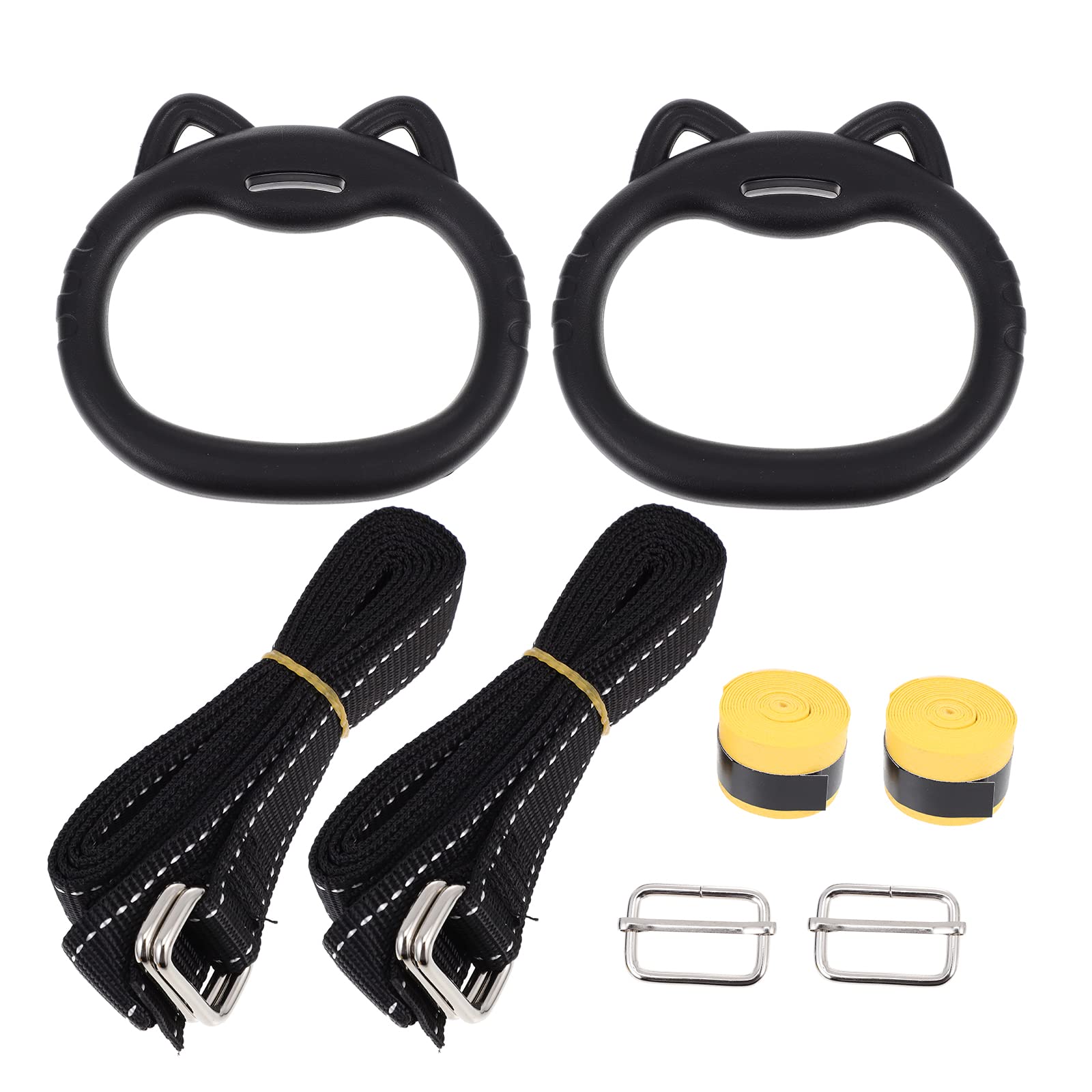 **LUOZZY Adjustable Kids Training Lifting Rings - Indoor & Outdoor Fitness Equipment for Strength & Height Growth - Perfect for Home Gym, Playground & Backyard Workouts (Black)**