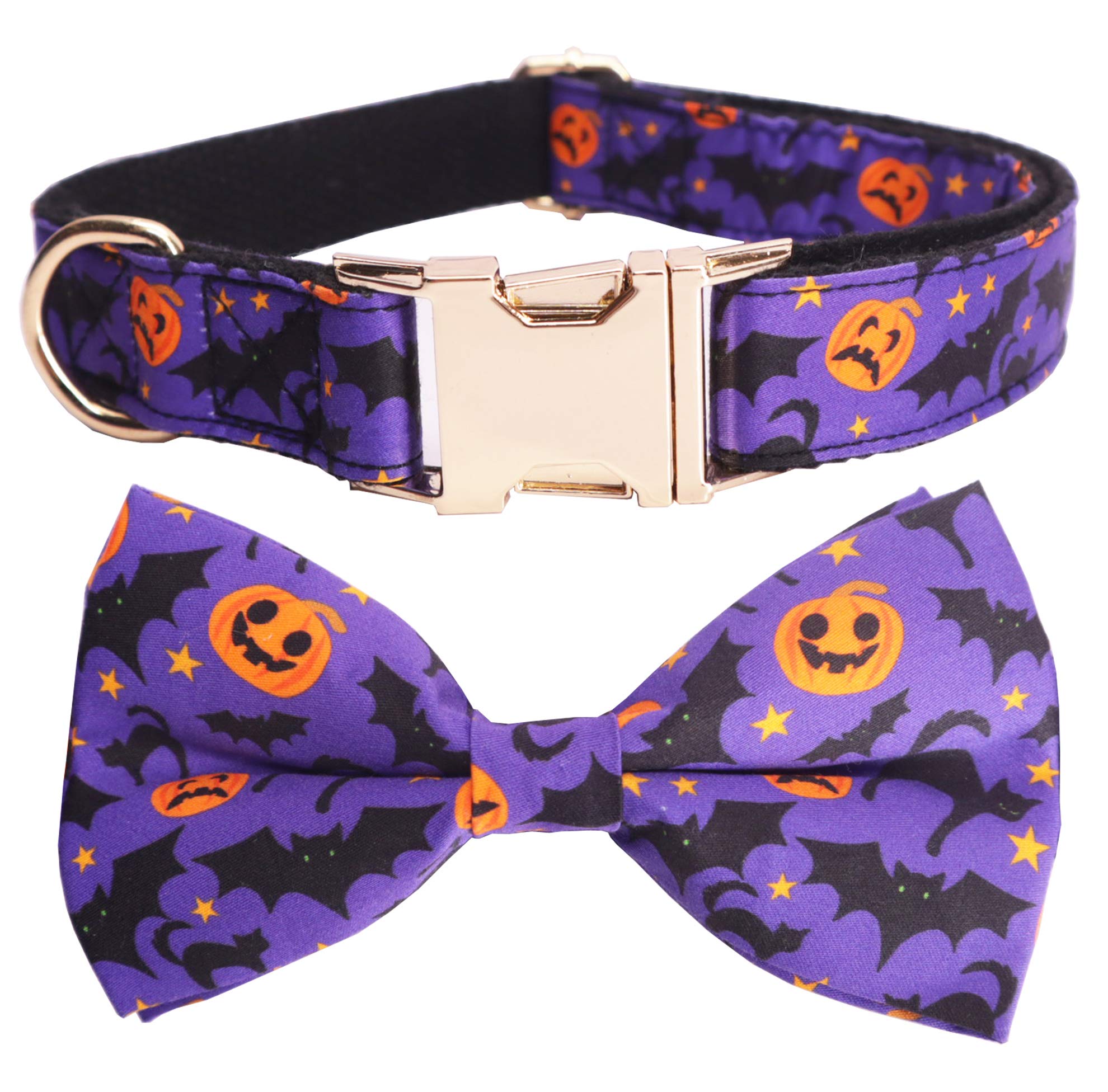 Halloween Dog Collar for Small Dogs - Cute Ghost & Pumpkin Design, Handmade Spooky Pet Collar for Costume Parties & Trick-or-Treating
