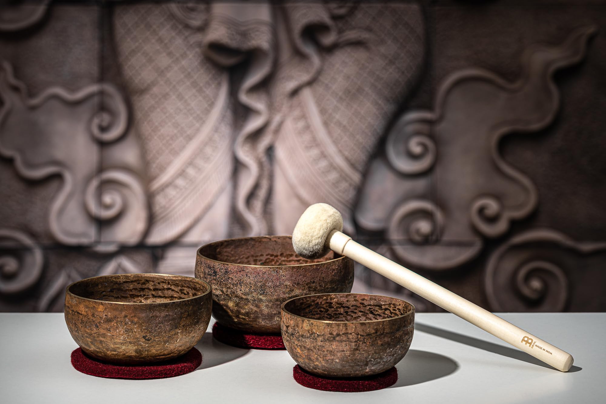 3 Piece Bronze Singing Bowl Set with Felt Rings & Covers - Handcrafted in India for Meditation, Yoga, ASMR & Sound Therapy | Premium Quality Tibetan Singing Bowls for Relaxation, Mindfulness & Healing | 2-Year Warranty | Perfect for Home, Studio & Spiritual Practices