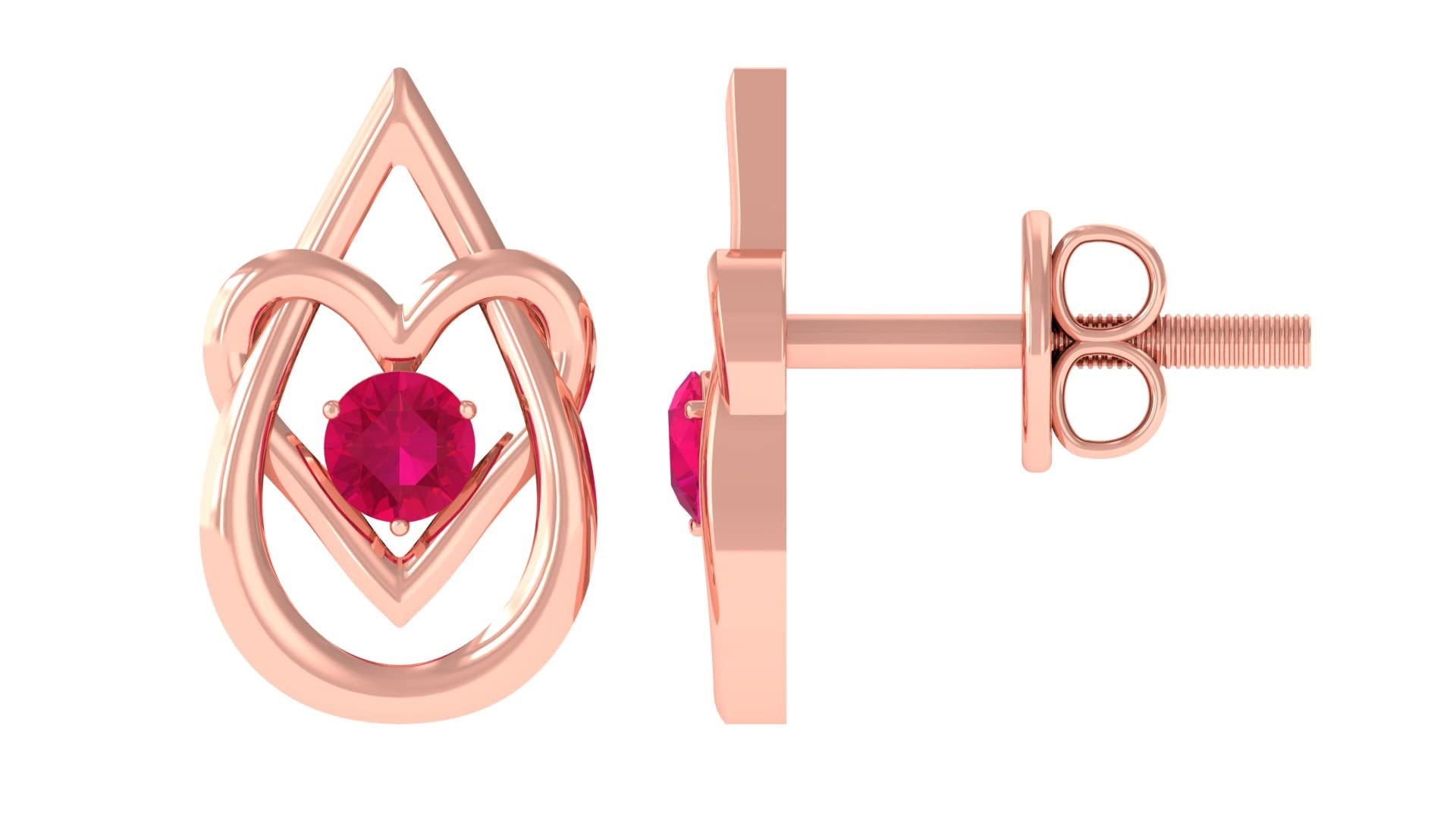 14K Solid Gold Ruby Stud Earrings for Women - Teardrop Heart Design, July Birthstone Jewelry | Perfect Gift for Birthday, Anniversary & Special Occasions